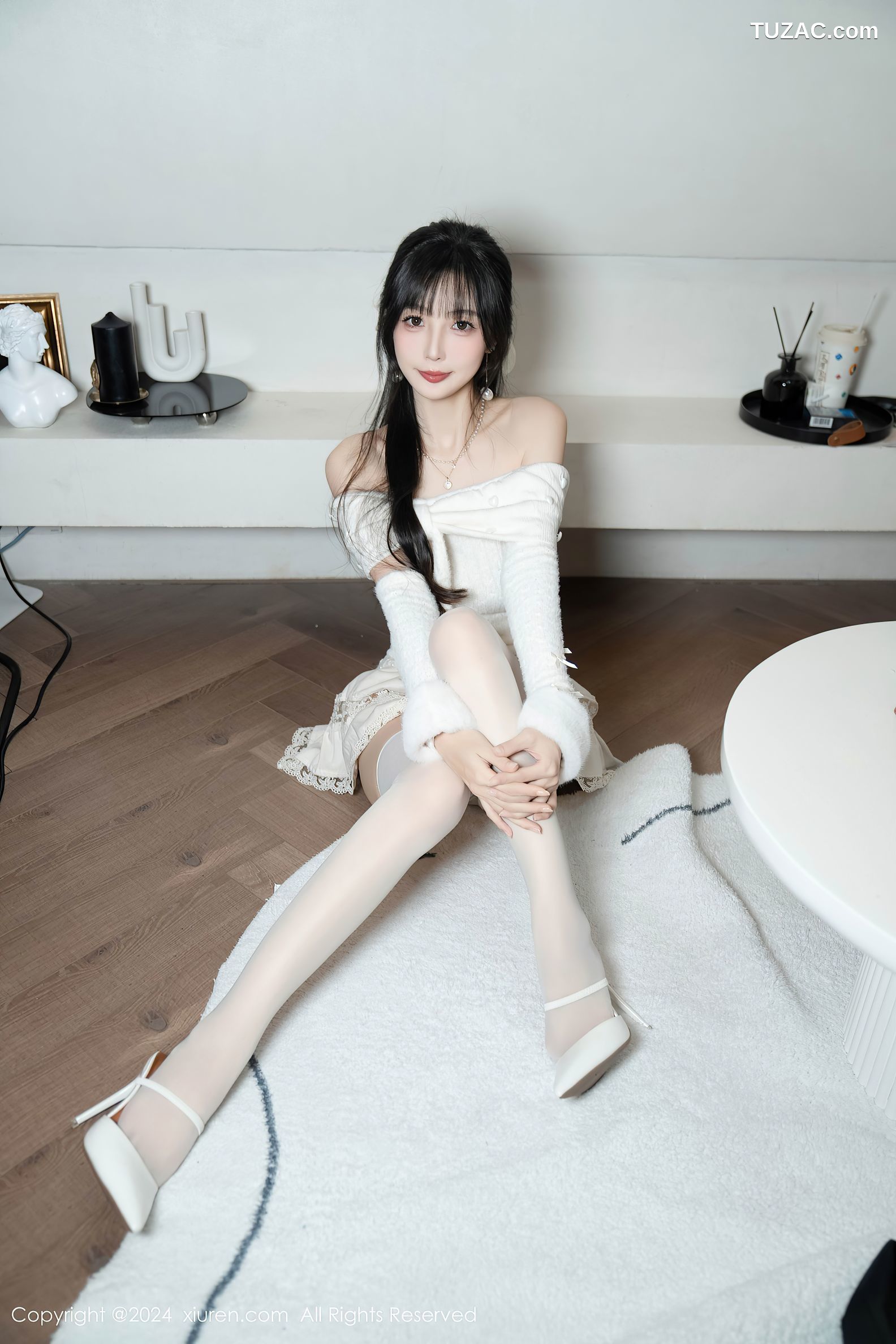 XiuRen秀人网-9658-林星阑-白色连衣短裙-红丝带情趣内衣-2024.12.25