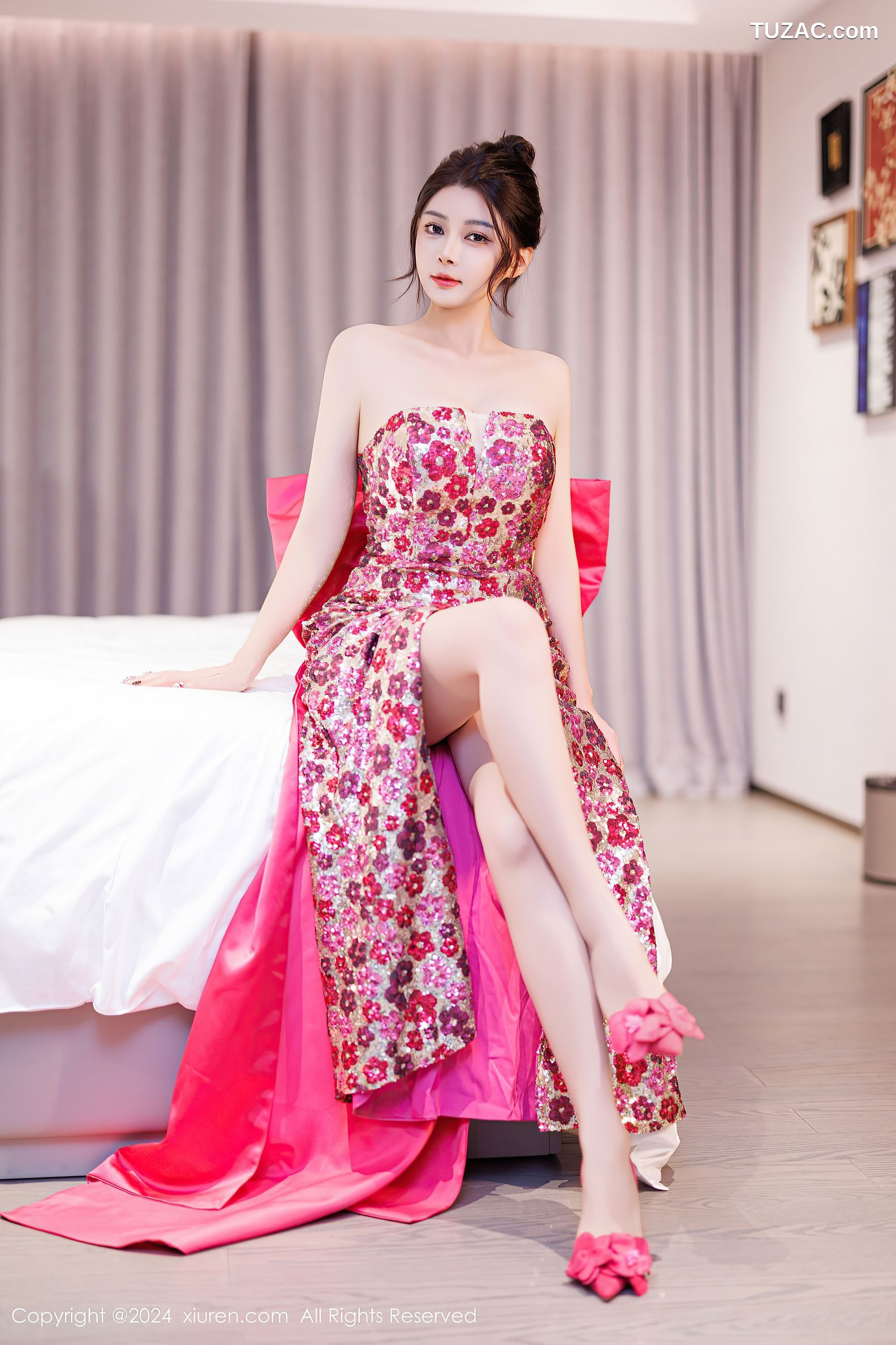 XiuRen秀人网-9688-凯竹Quinn-比基尼-抹胸长裙-灰色吊带短裙-2024.12.31