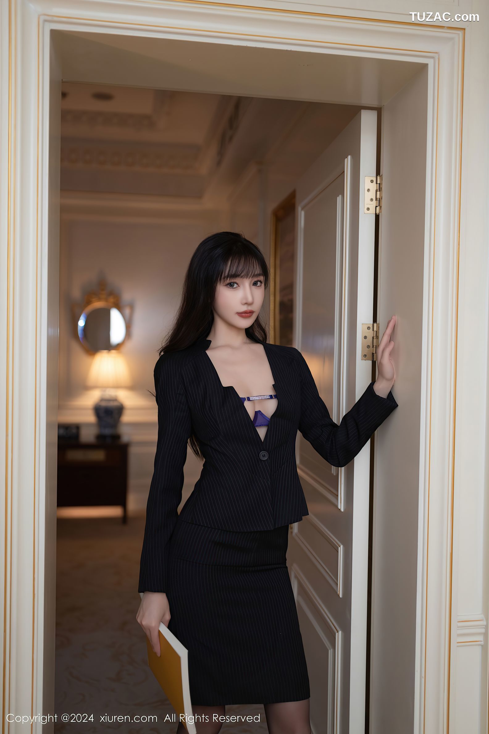 XiuRen秀人网-9692-安然anran-陆萱萱-OL姐妹花黑色裙装蕾丝内衣-2024.12.31