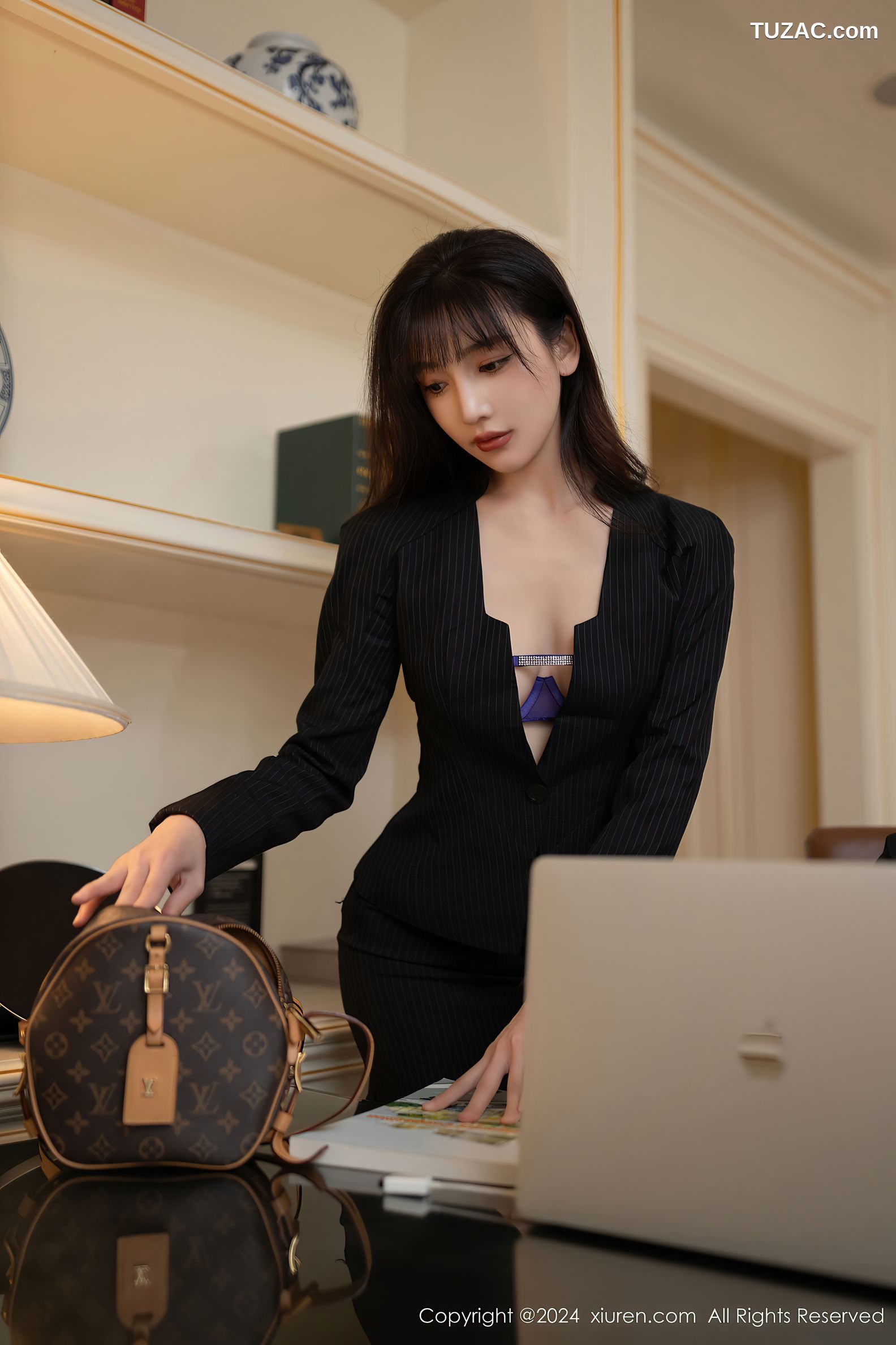 XiuRen秀人网-9692-安然anran-陆萱萱-OL姐妹花黑色裙装蕾丝内衣-2024.12.31