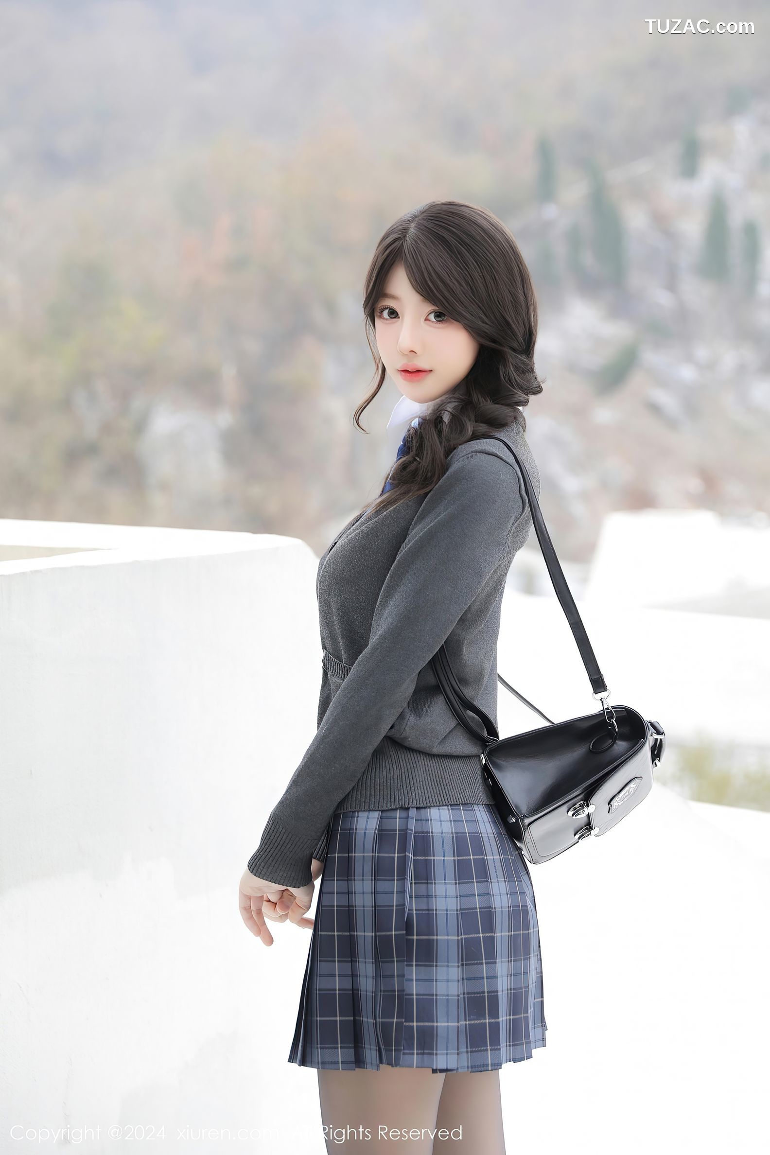 XiuRen秀人网-9693-桃妖夭-清纯学妹jk制服白衬衫格子短裙白色内衣-2024.12.31