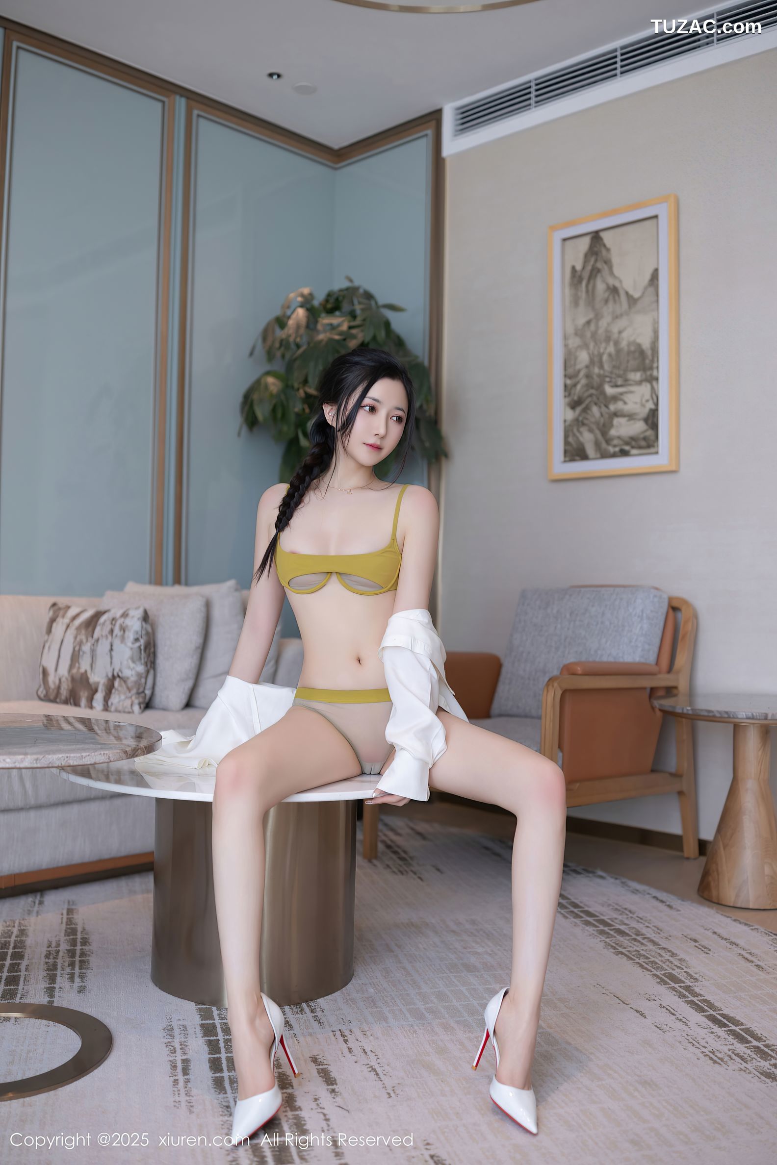 XiuRen秀人网-9709-鱼子酱Fish-白衬衫杏黄内衣-2025.01.03