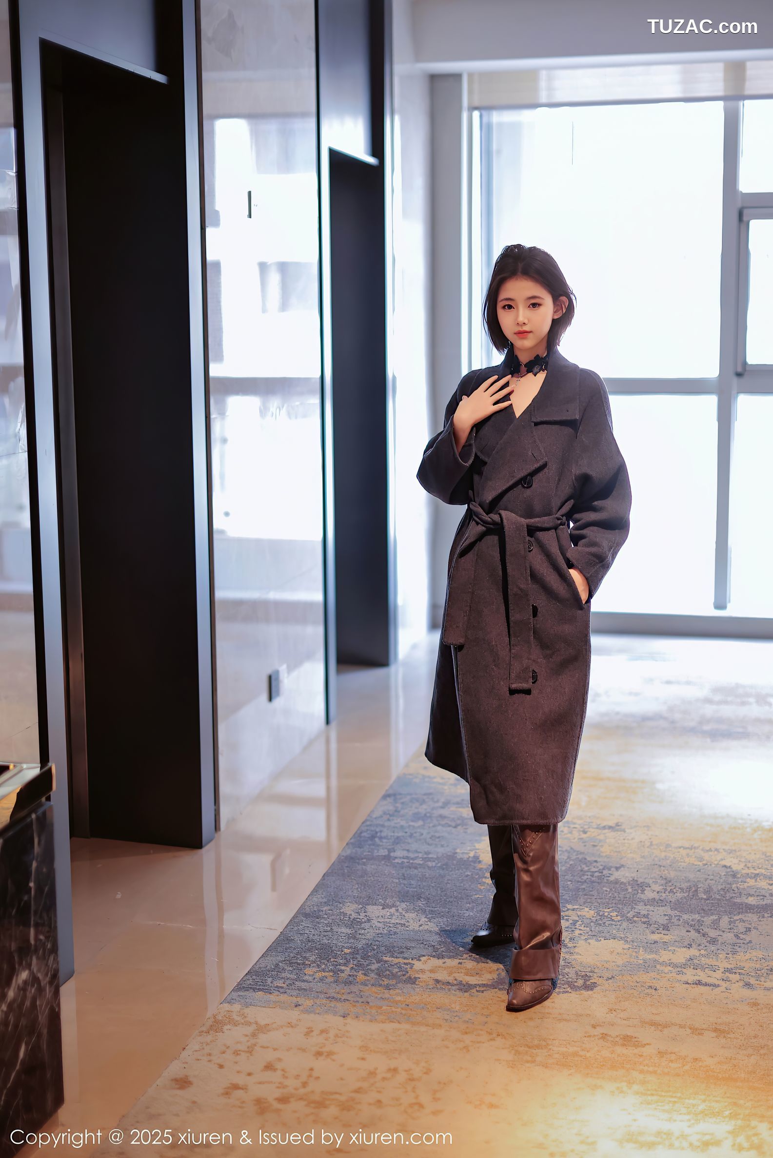 XiuRen秀人网-9727-小橘子orange-短发少女黑色轻透情趣内衣-2025.01.08