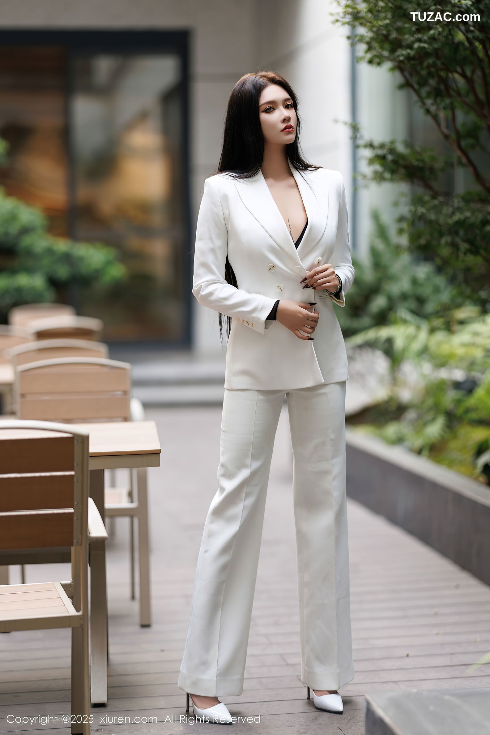 XiuRen秀人网-9755-娜比-OL白色西服套装黑丝连体内衣-2025.01.14