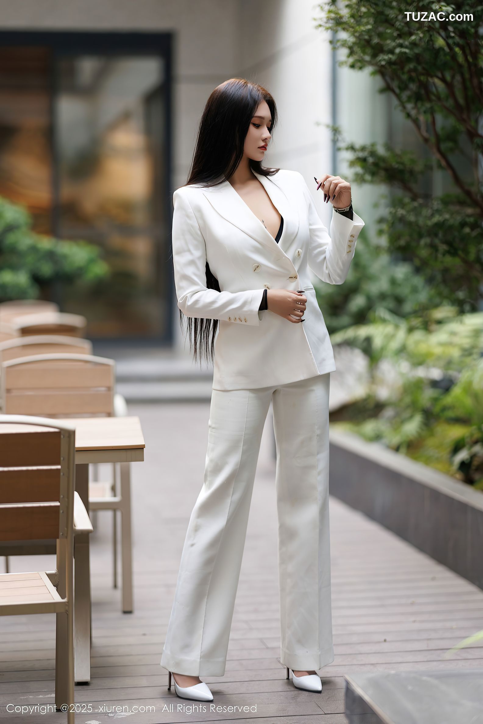 XiuRen秀人网-9755-娜比-OL白色西服套装黑丝连体内衣-2025.01.14