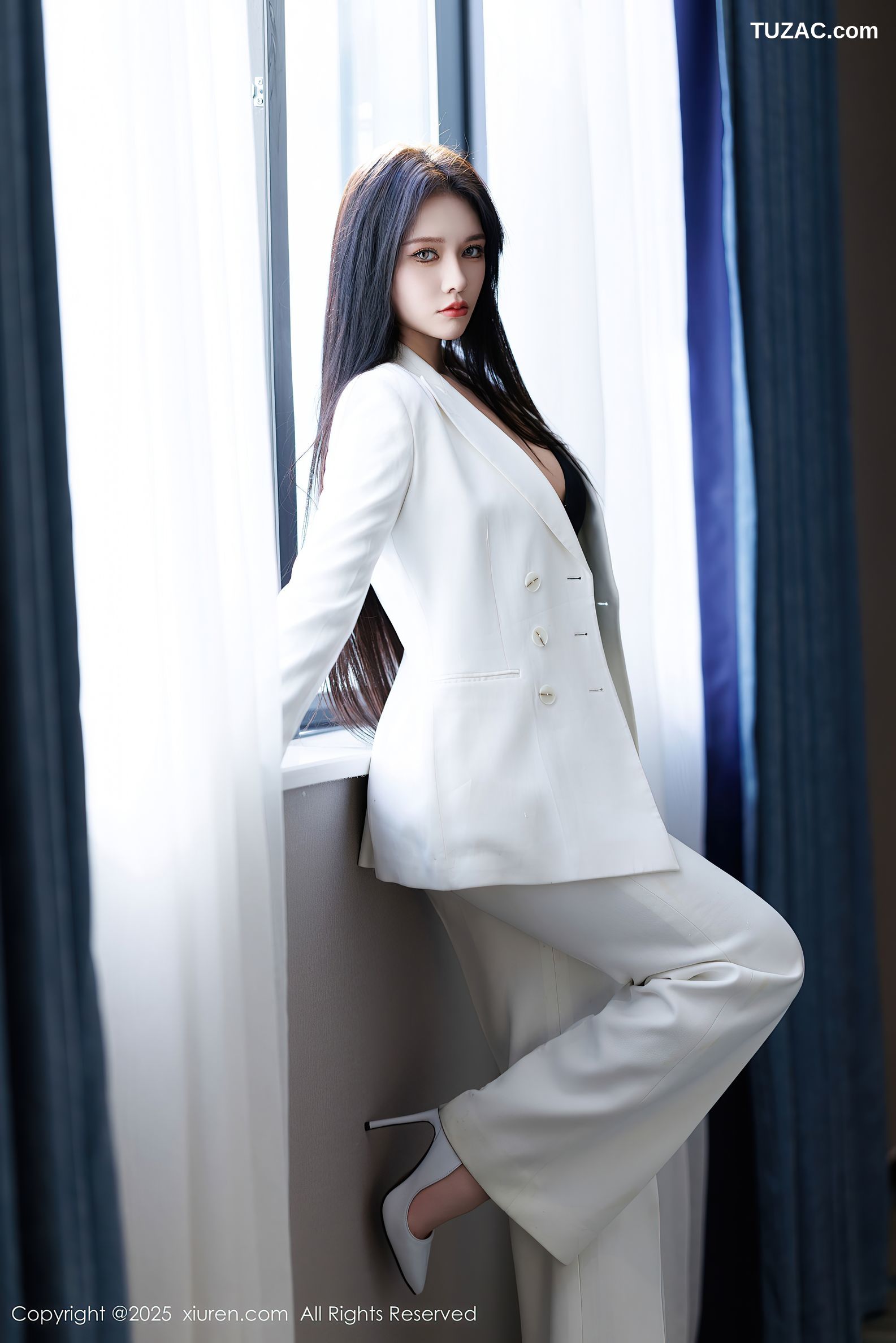 XiuRen秀人网-9755-娜比-OL白色西服套装黑丝连体内衣-2025.01.14