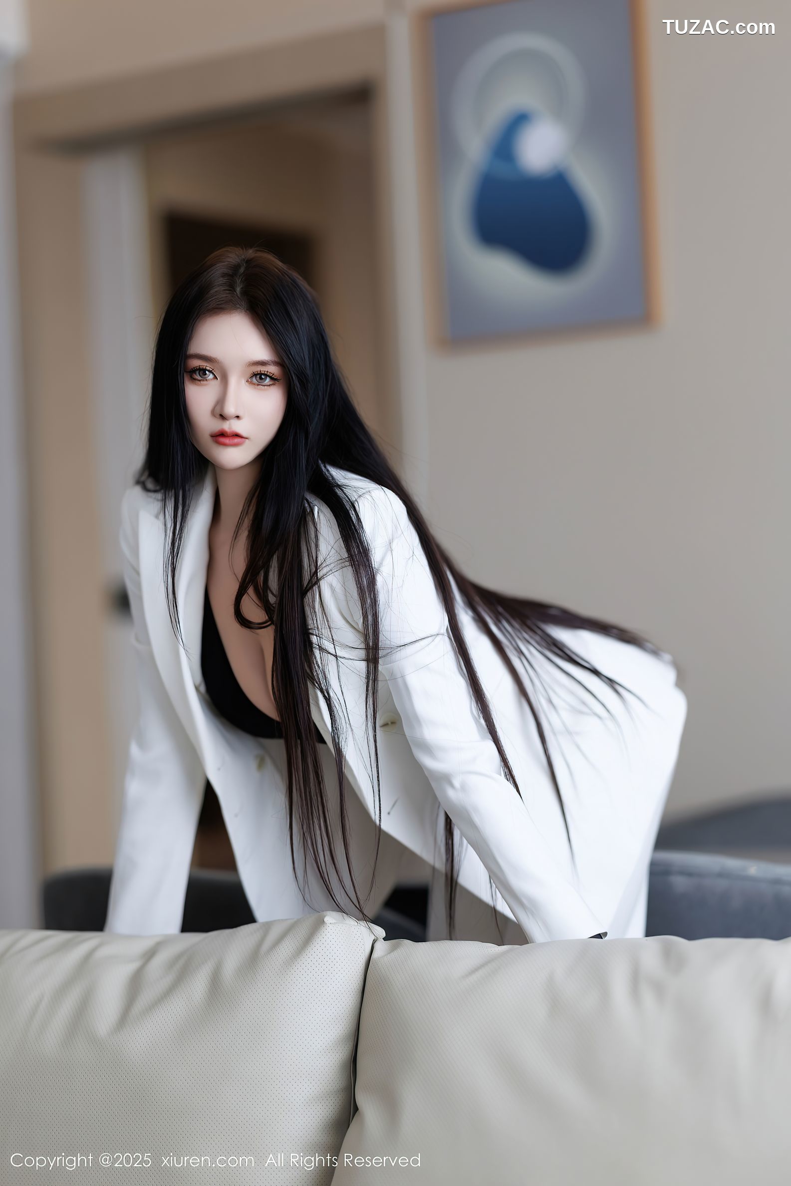 XiuRen秀人网-9755-娜比-OL白色西服套装黑丝连体内衣-2025.01.14