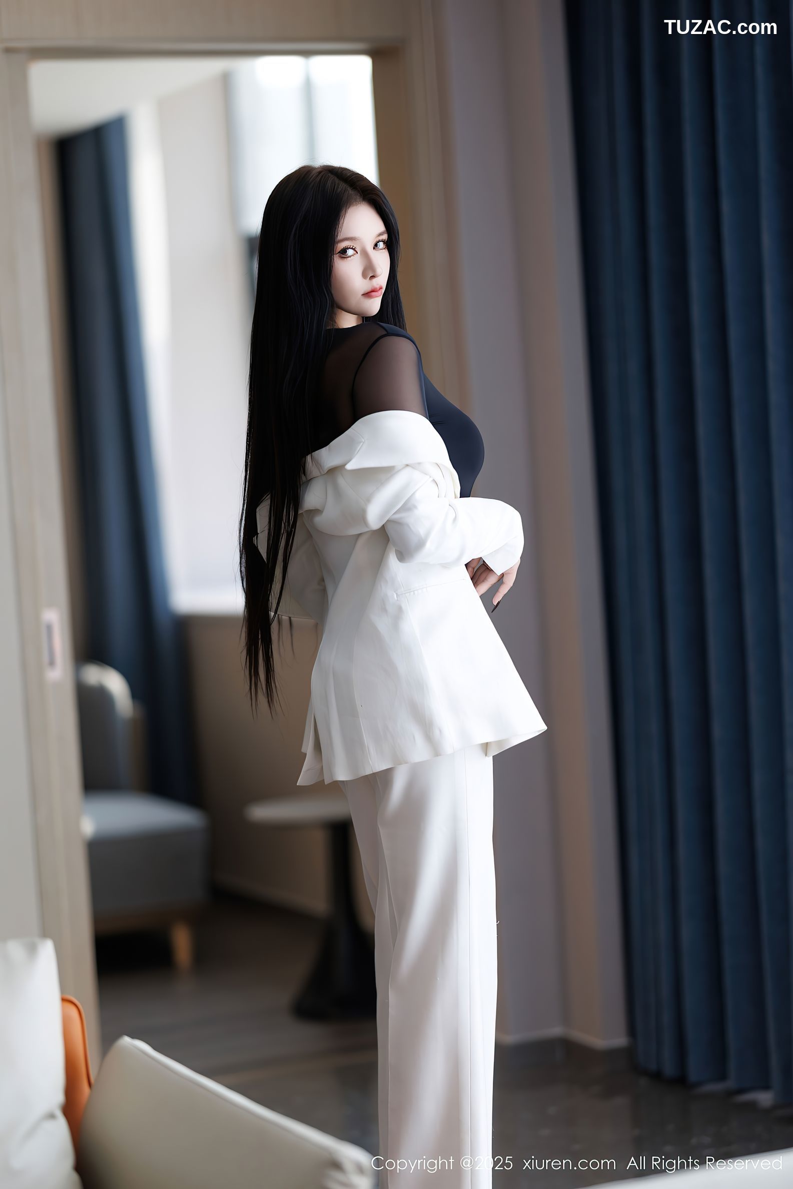 XiuRen秀人网-9755-娜比-OL白色西服套装黑丝连体内衣-2025.01.14