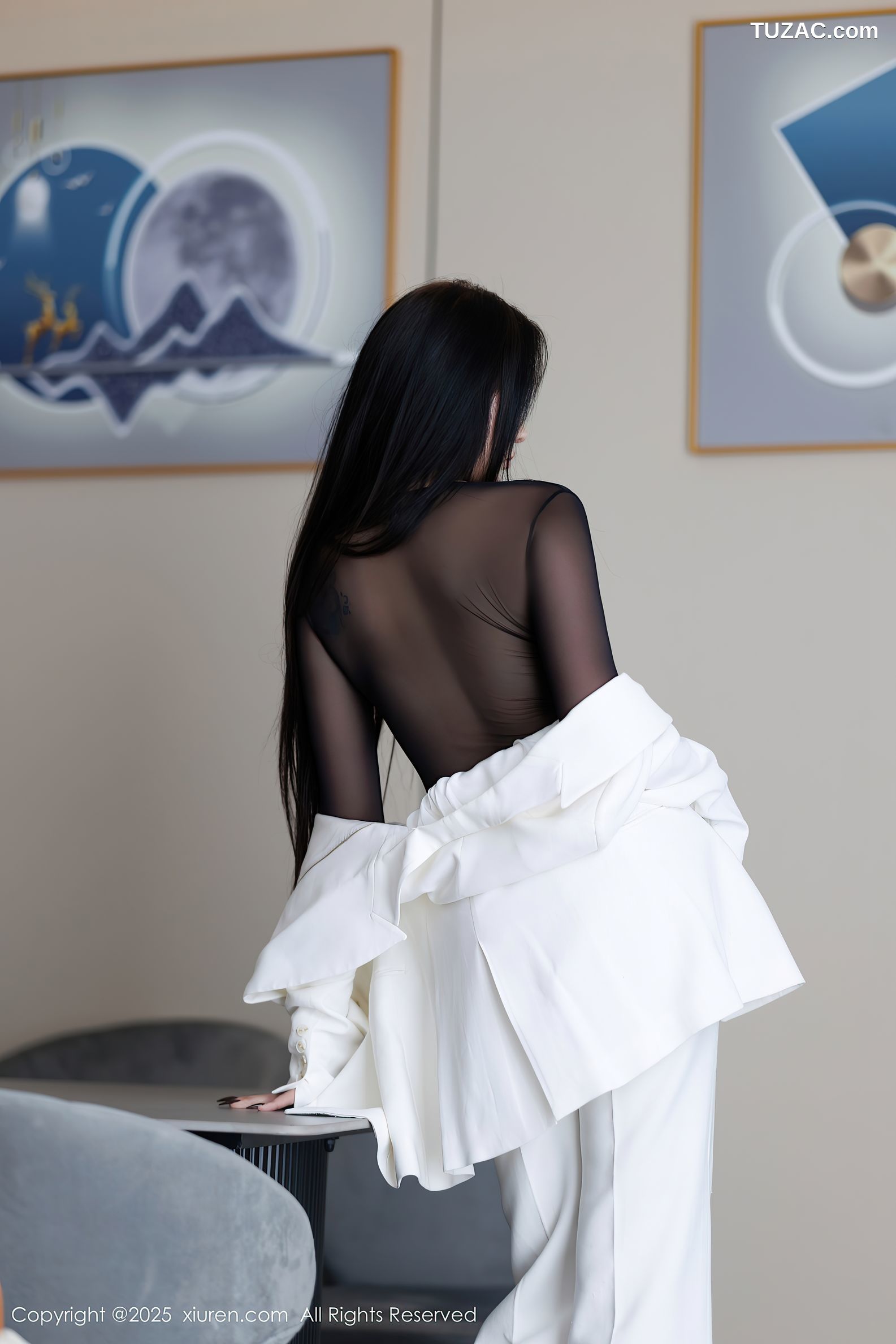 XiuRen秀人网-9755-娜比-OL白色西服套装黑丝连体内衣-2025.01.14