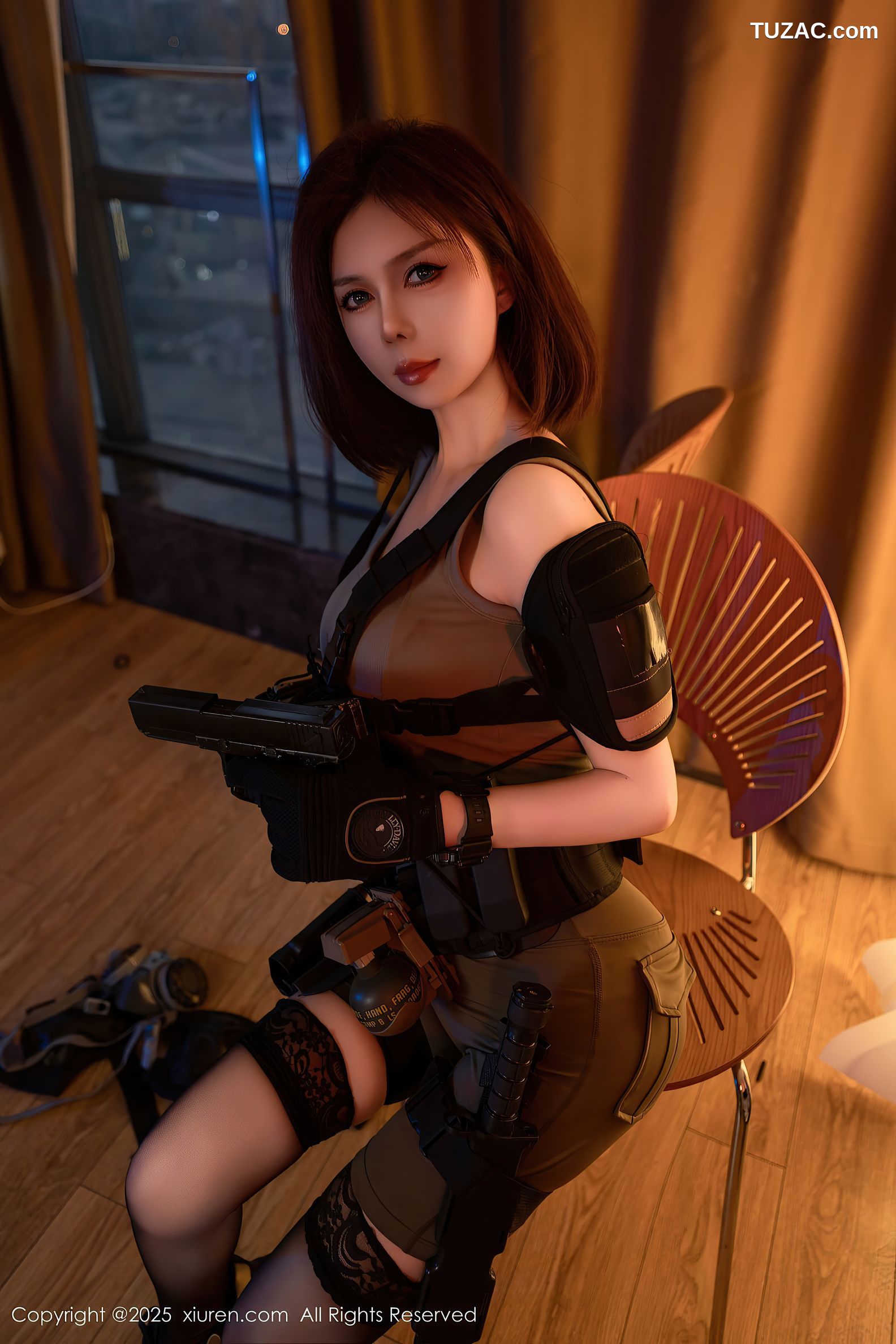 XiuRen秀人网-9759-白芷yy-帅气短发美女制服特种兵黑丝-2025.01.15