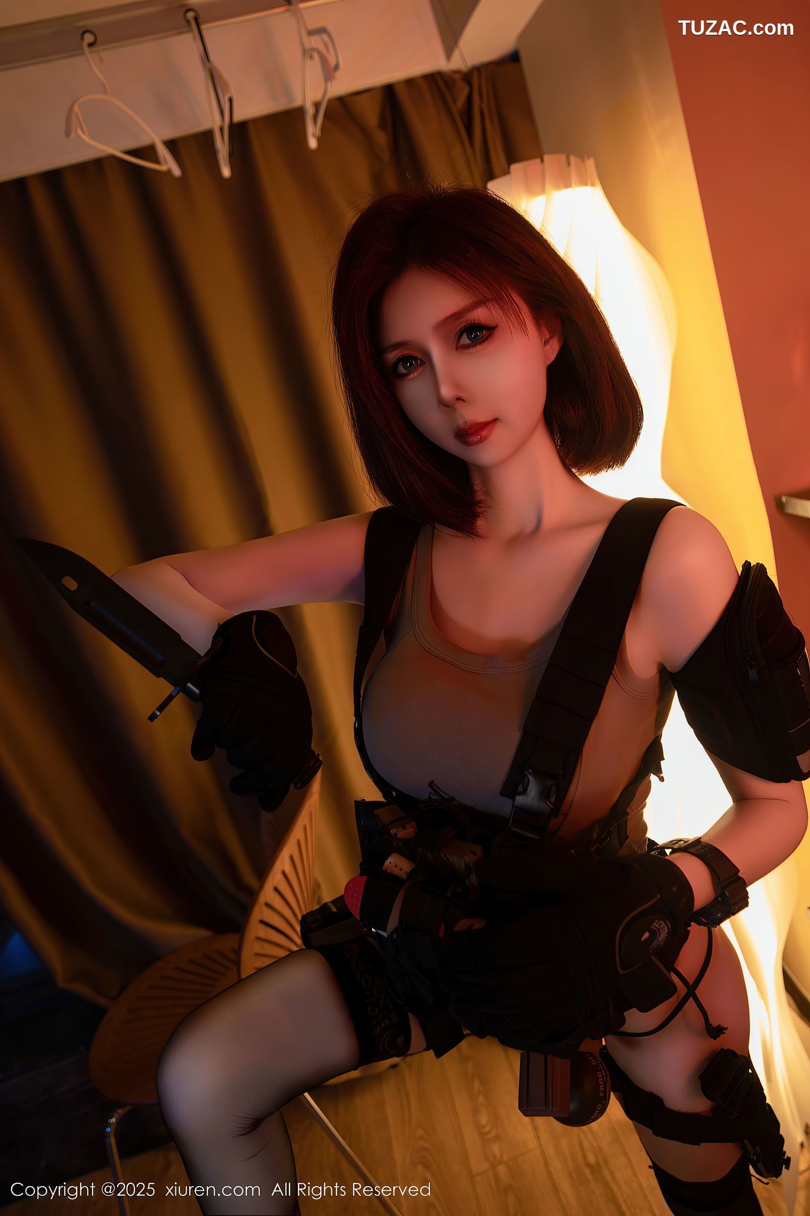 XiuRen秀人网-9759-白芷yy-帅气短发美女制服特种兵黑丝-2025.01.15