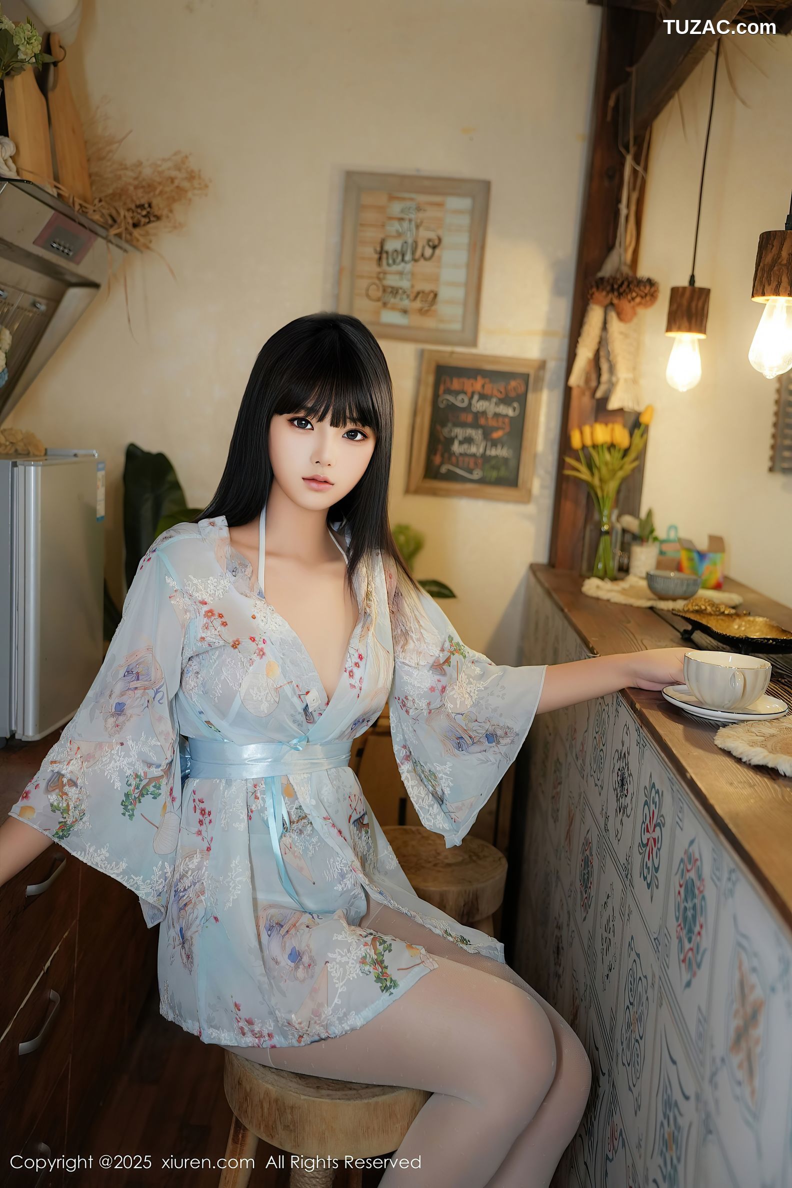 XiuRen秀人网-9760-姚若兮vay-轻透浅蓝碎花纱裙爆乳-2025.01.15