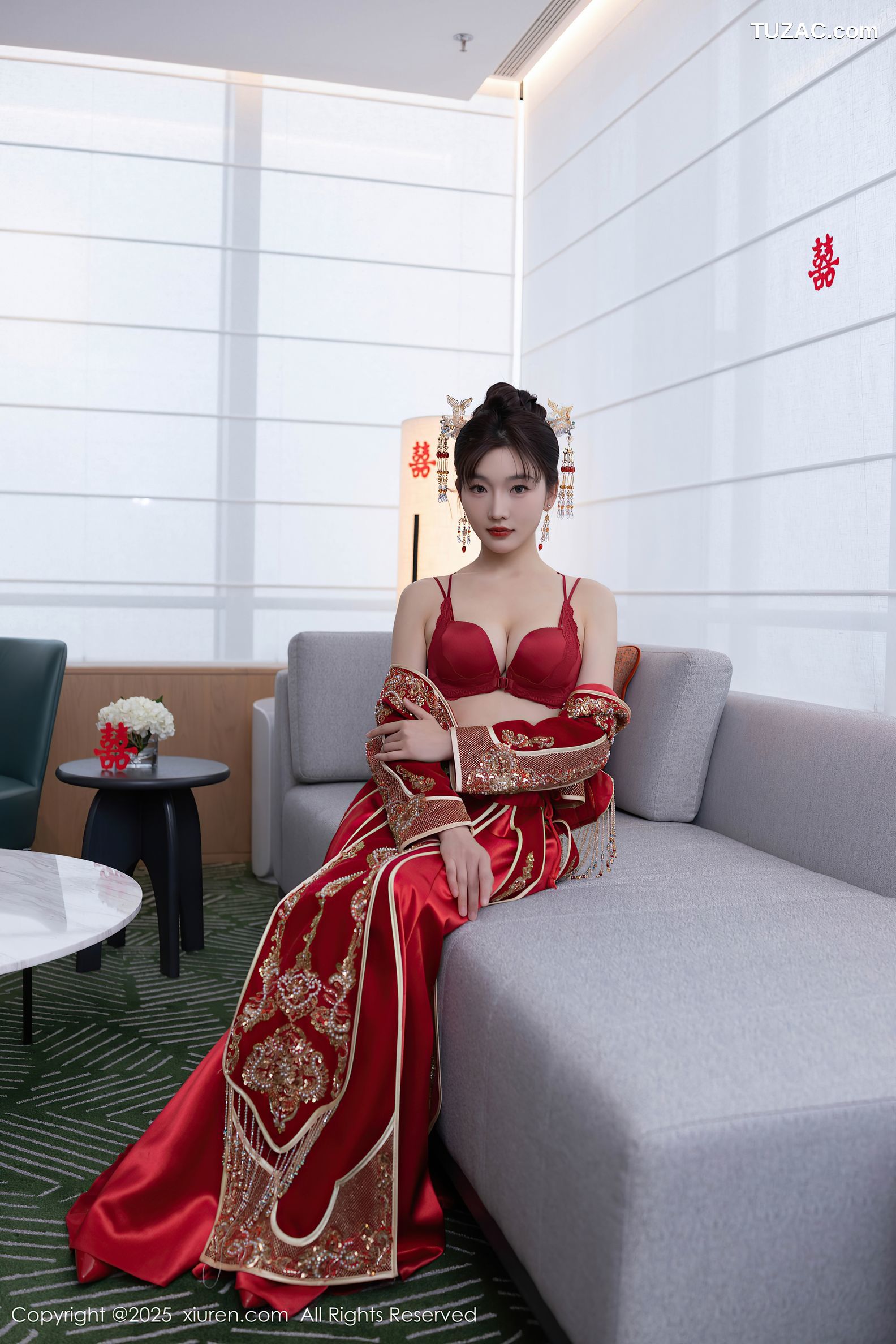 XiuRen秀人网-9770-陆萱萱-中式大红新娘装红色内衣-2025.01.16