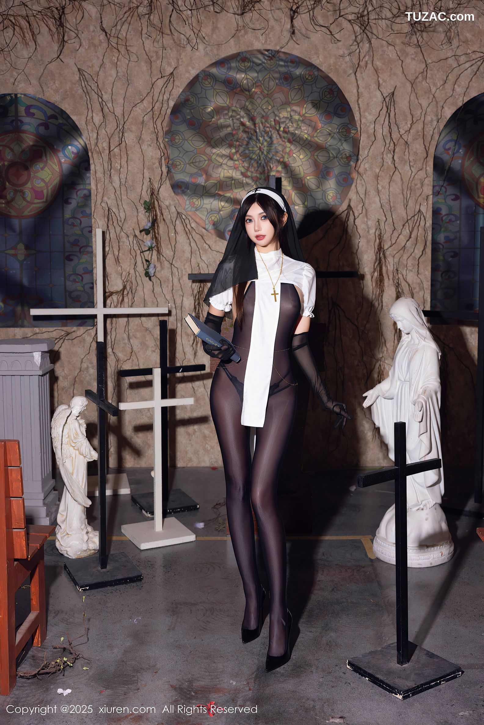 XiuRen秀人网-9774-绮里嘉ula-情趣修女轻透黑纱连体-2025.01.17