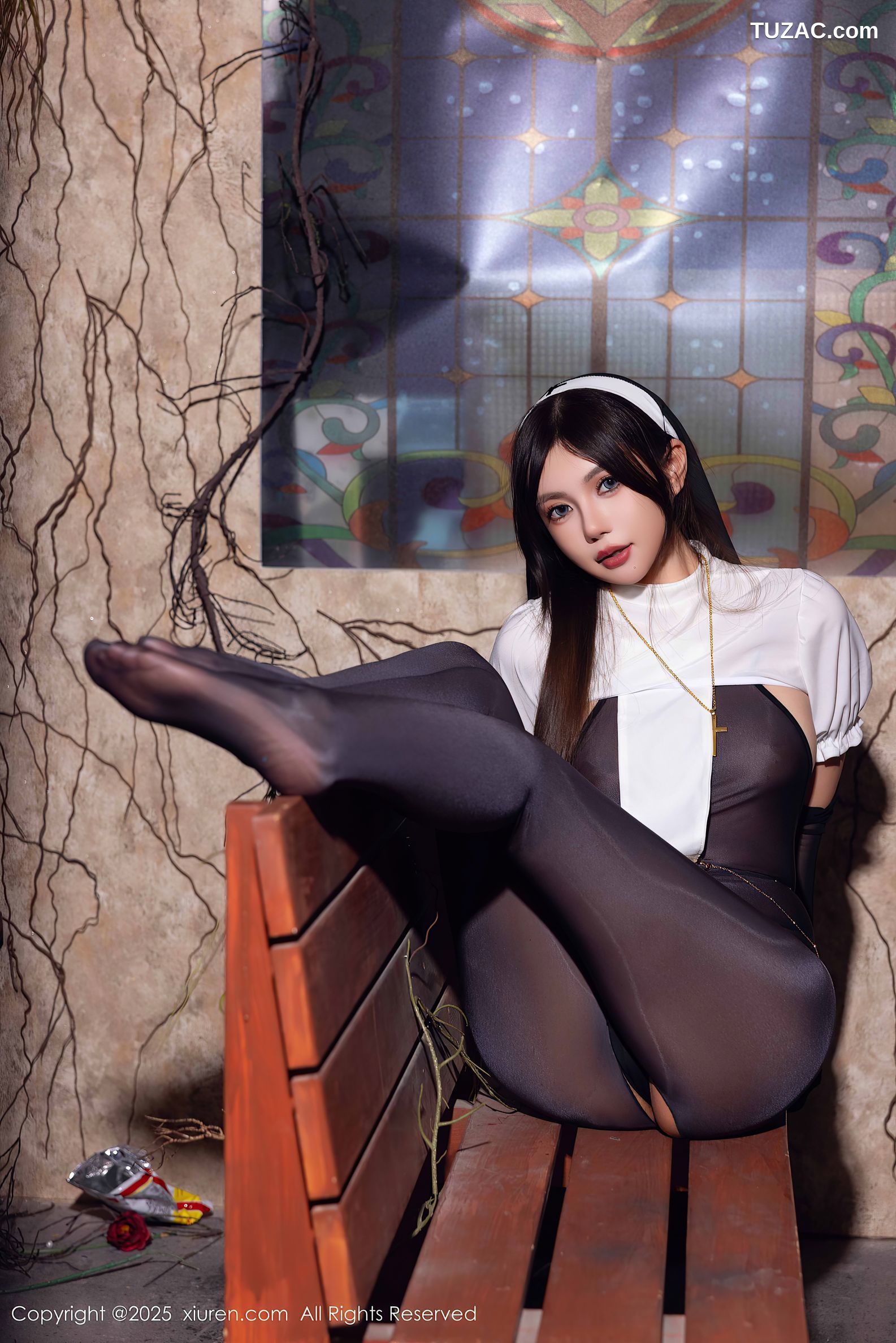 XiuRen秀人网-9774-绮里嘉ula-情趣修女轻透黑纱连体-2025.01.17