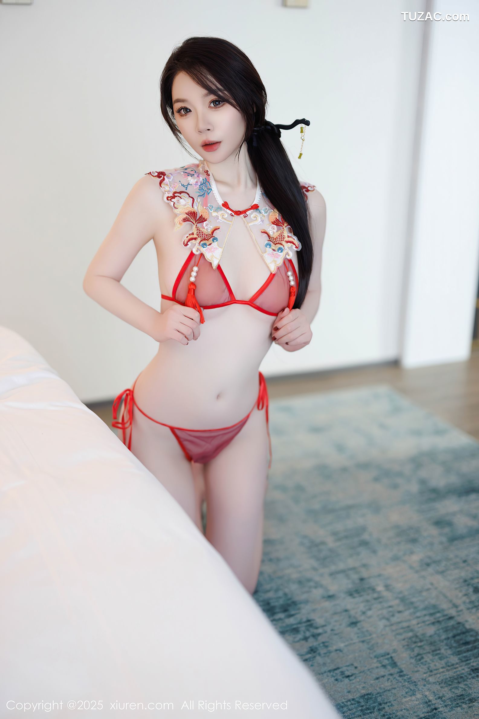 XiuRen秀人网-9812-梦心玥-红色旗袍红色内衣-2025.01.24