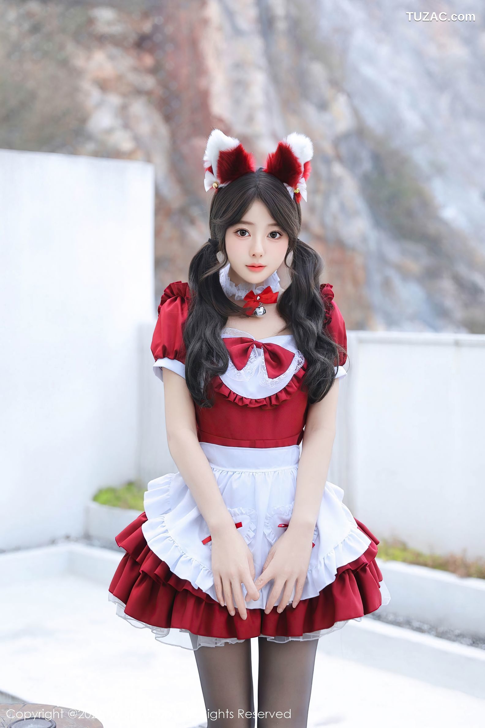 XiuRen秀人网-9814-桃妖夭-春节红色女仆短裙红色内衣爆乳-2025.01.24