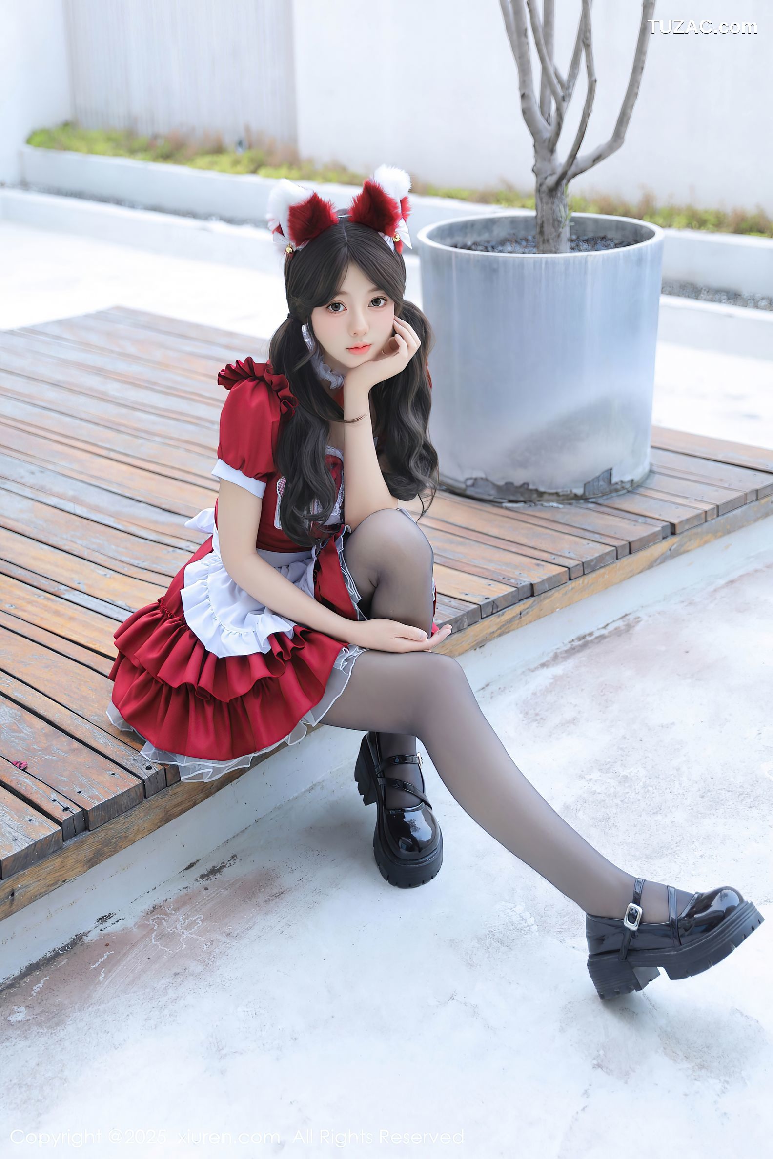 XiuRen秀人网-9814-桃妖夭-春节红色女仆短裙红色内衣爆乳-2025.01.24
