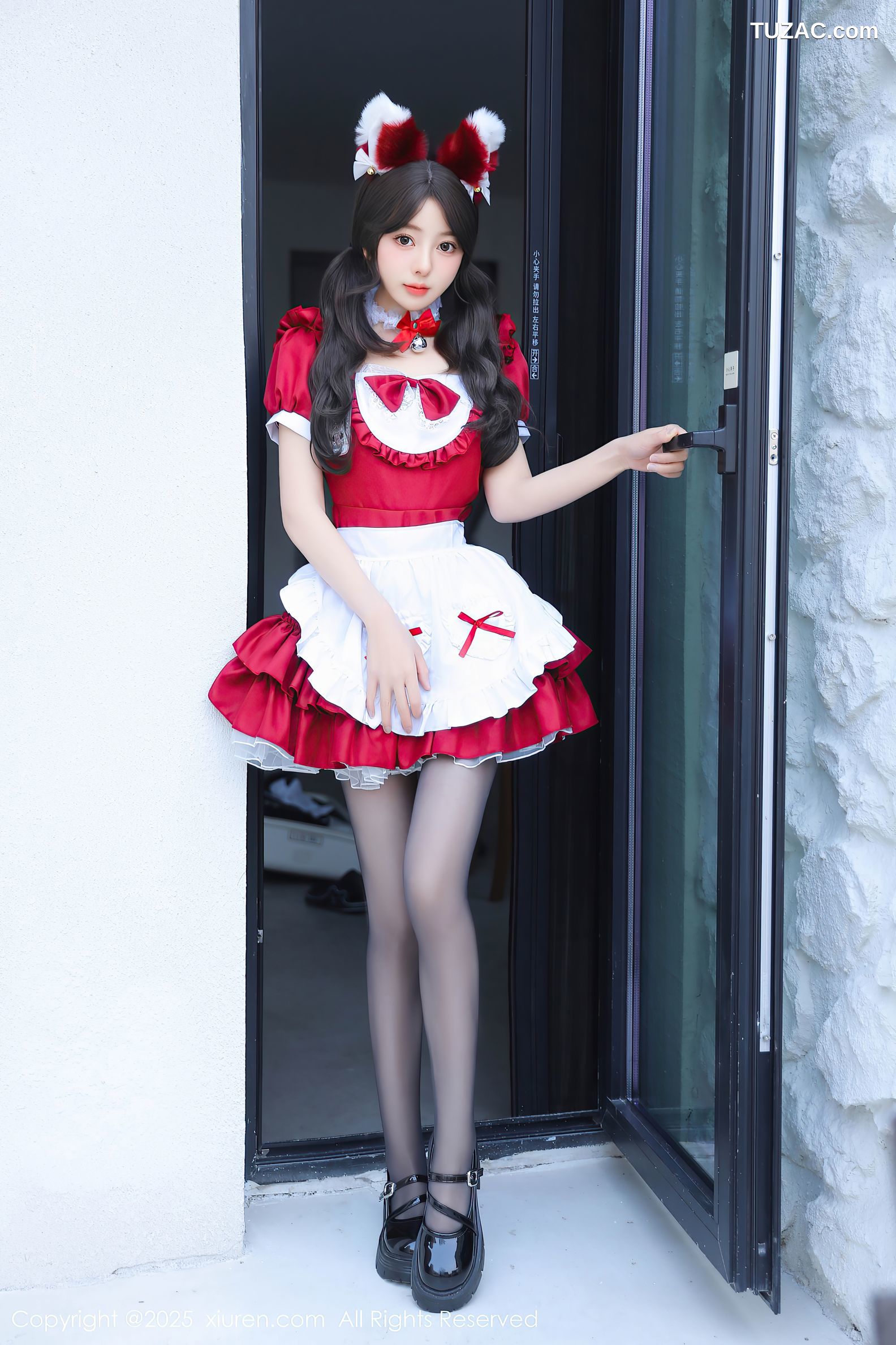 XiuRen秀人网-9814-桃妖夭-春节红色女仆短裙红色内衣爆乳-2025.01.24