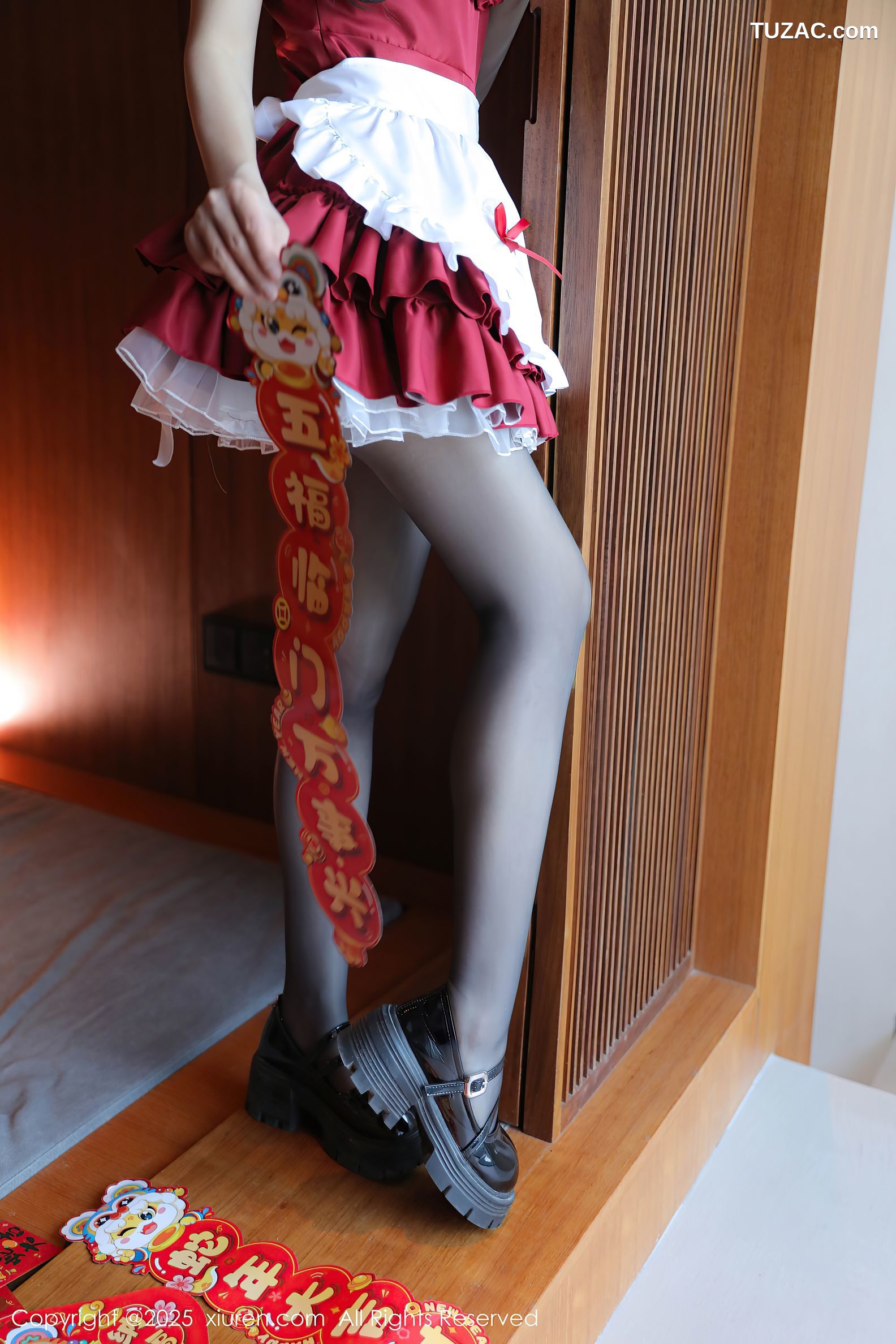 XiuRen秀人网-9814-桃妖夭-春节红色女仆短裙红色内衣爆乳-2025.01.24