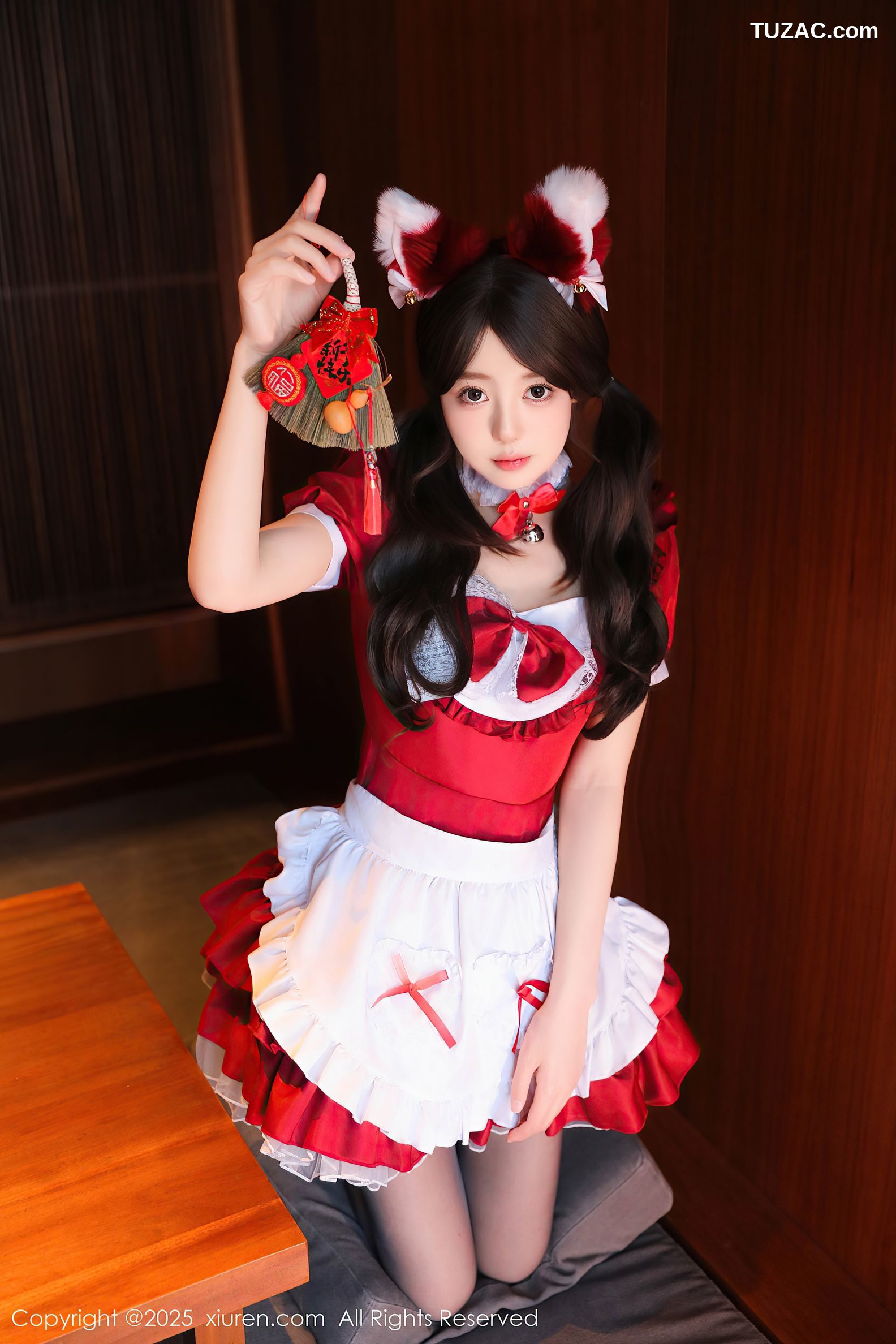 XiuRen秀人网-9814-桃妖夭-春节红色女仆短裙红色内衣爆乳-2025.01.24