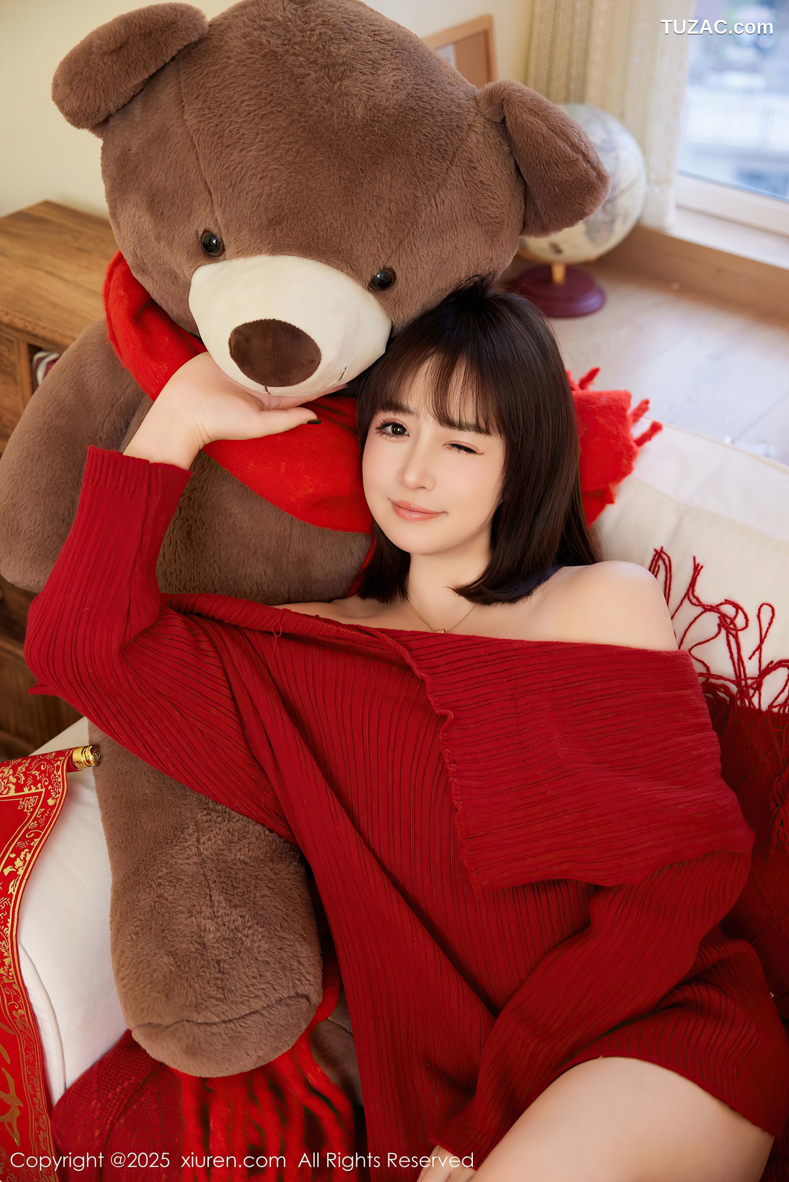 XiuRen秀人网-9818-养乐多Doll-新春特辑-红色针织衫红色内衣-2025.01.25