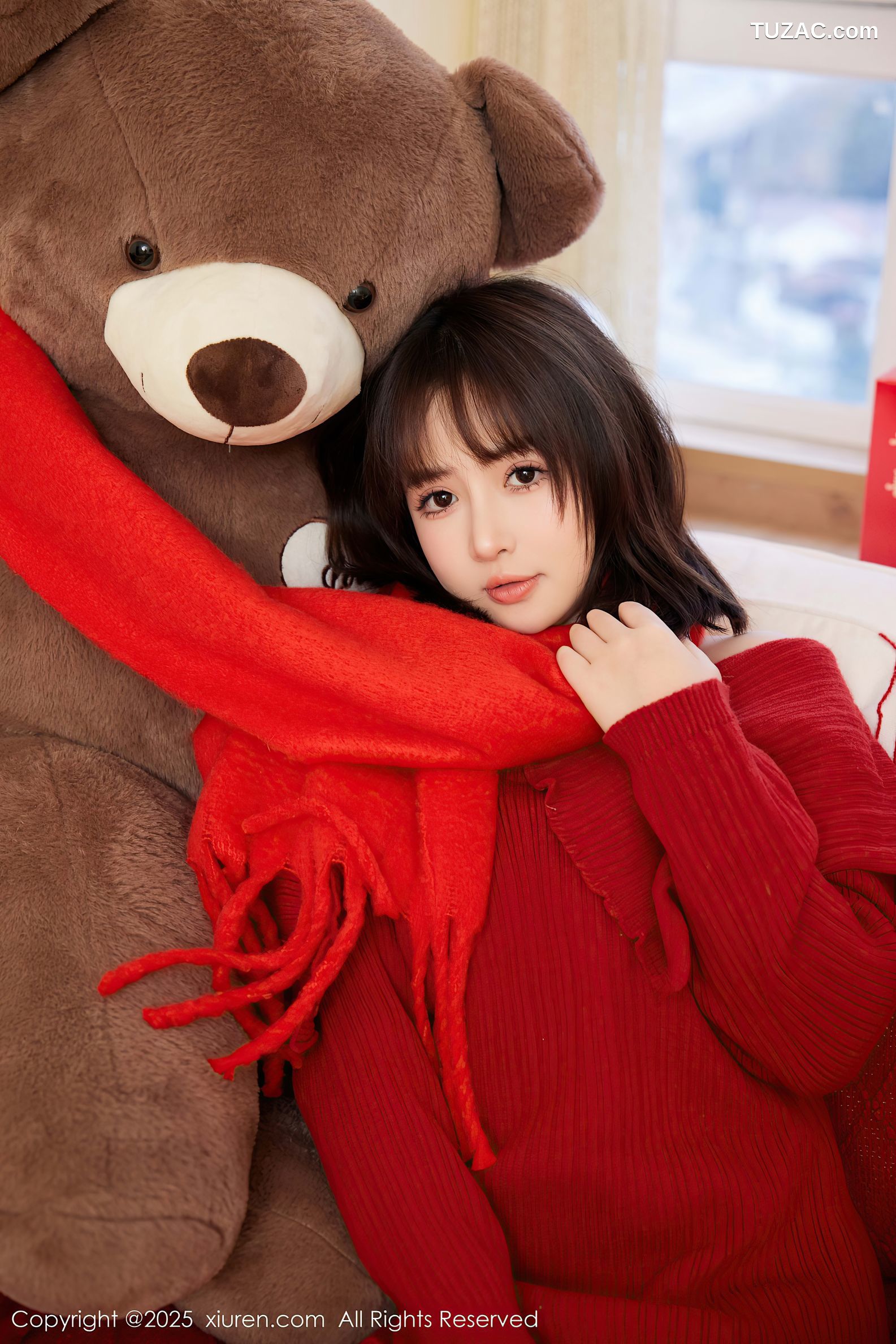 XiuRen秀人网-9818-养乐多Doll-新春特辑-红色针织衫红色内衣-2025.01.25