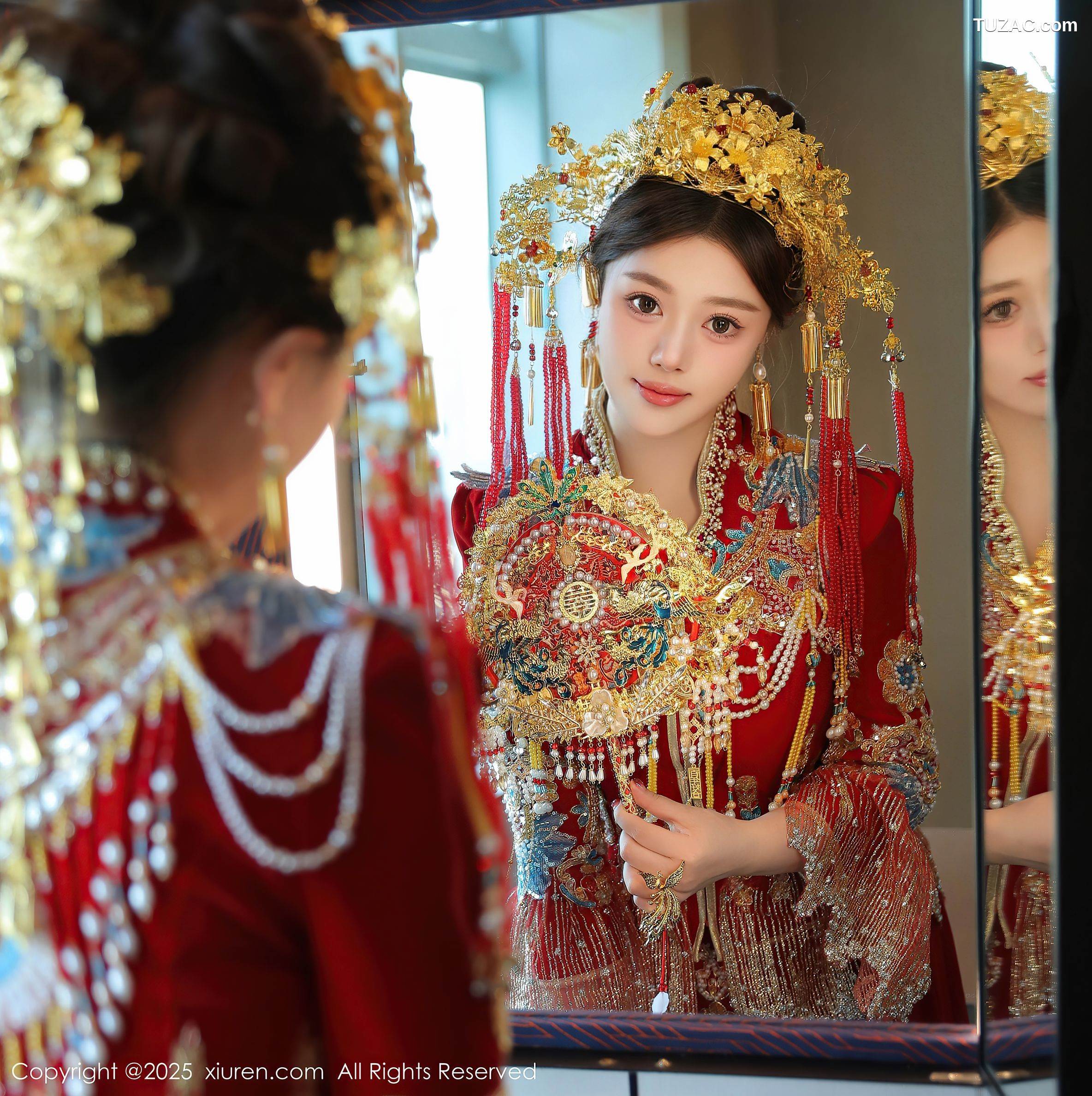 XiuRen秀人网-9823-蛋蛋宝-新春特辑-古风红装白蕾丝内衣爆乳-2025.01.25