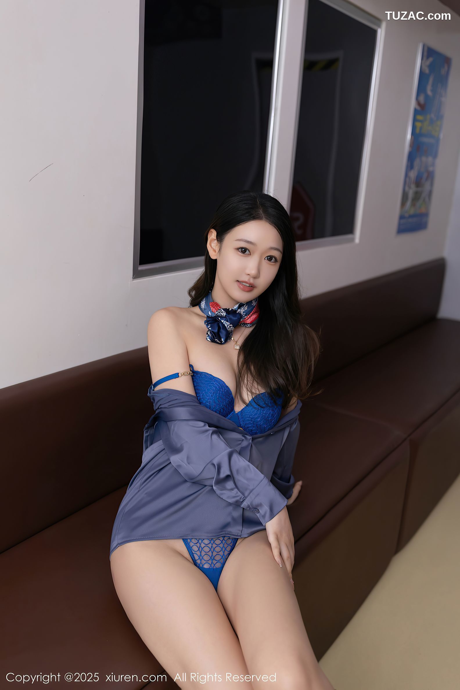 XiuRen秀人网-9824-唐安琪-空姐制服灰衬衫蓝色内衣-2025.01.25