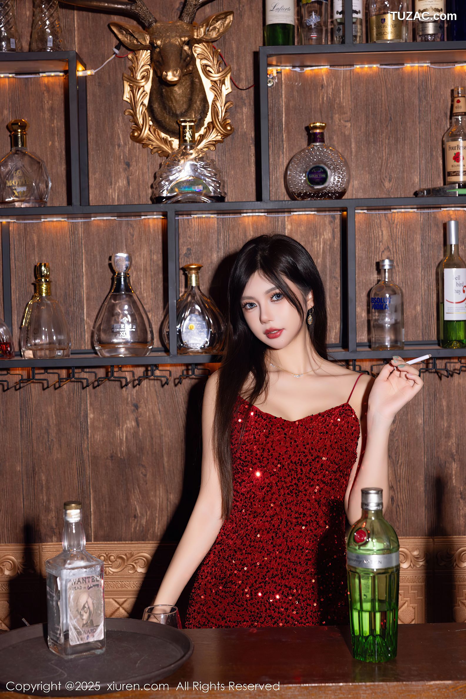 XiuRen秀人网-9828-绮里嘉ula-红色吊带礼裙纸牌桌诱惑-2025.01.26