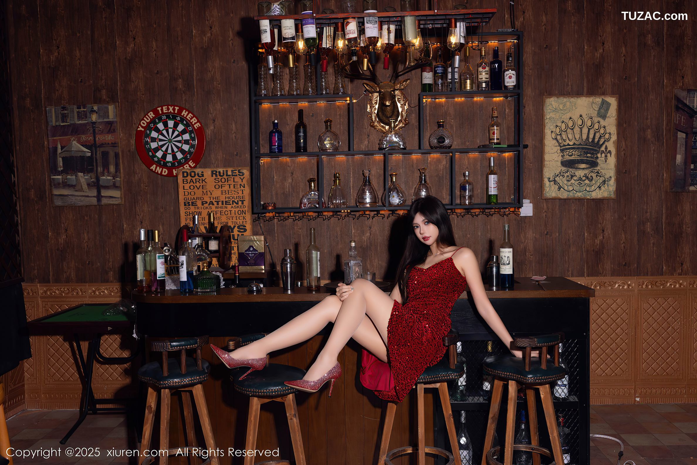 XiuRen秀人网-9828-绮里嘉ula-红色吊带礼裙纸牌桌诱惑-2025.01.26