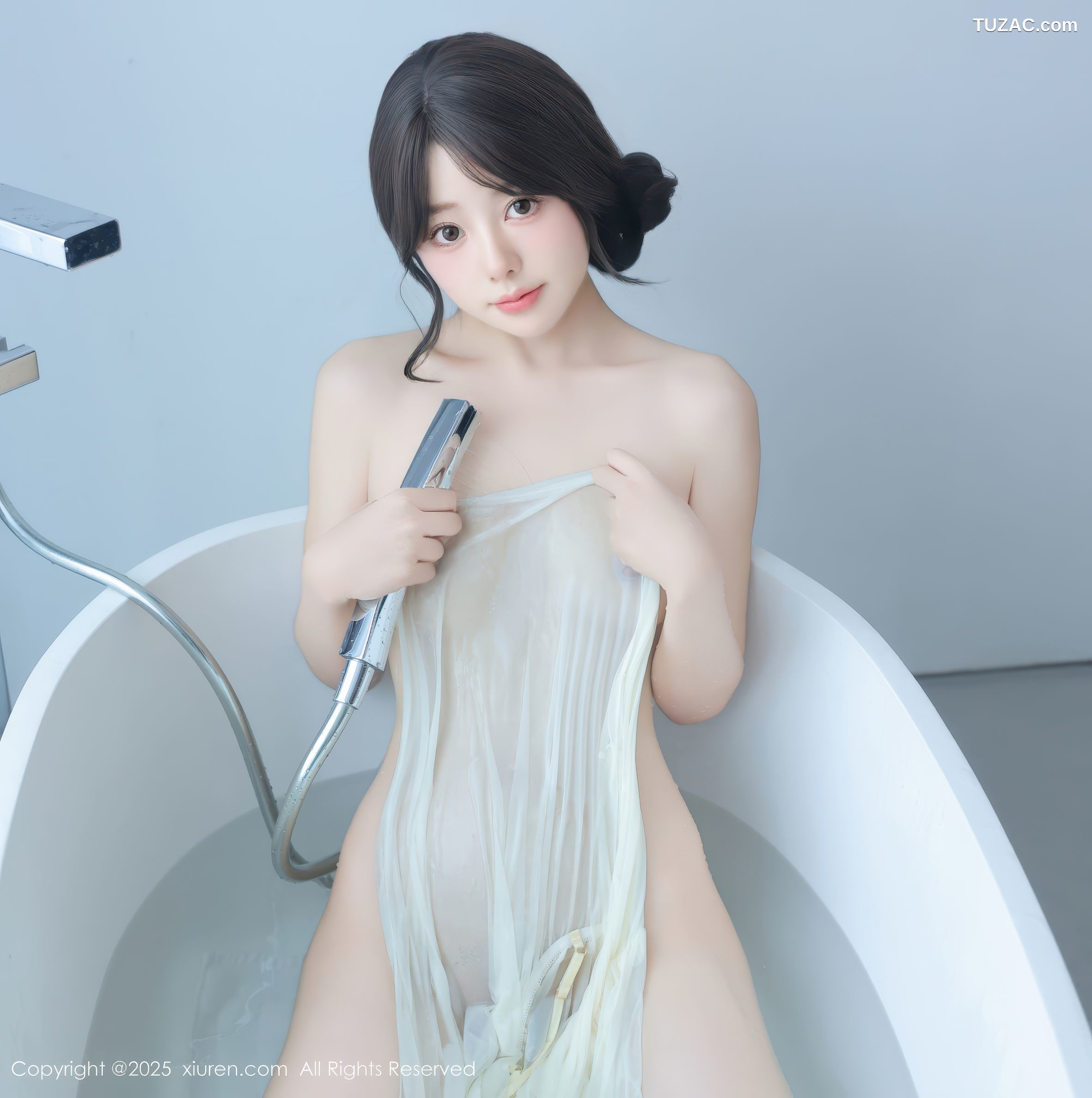 XiuRen秀人网-9851-桃妖夭-轻透白蕾丝睡衣浴缸湿身爆乳-2025.02.07