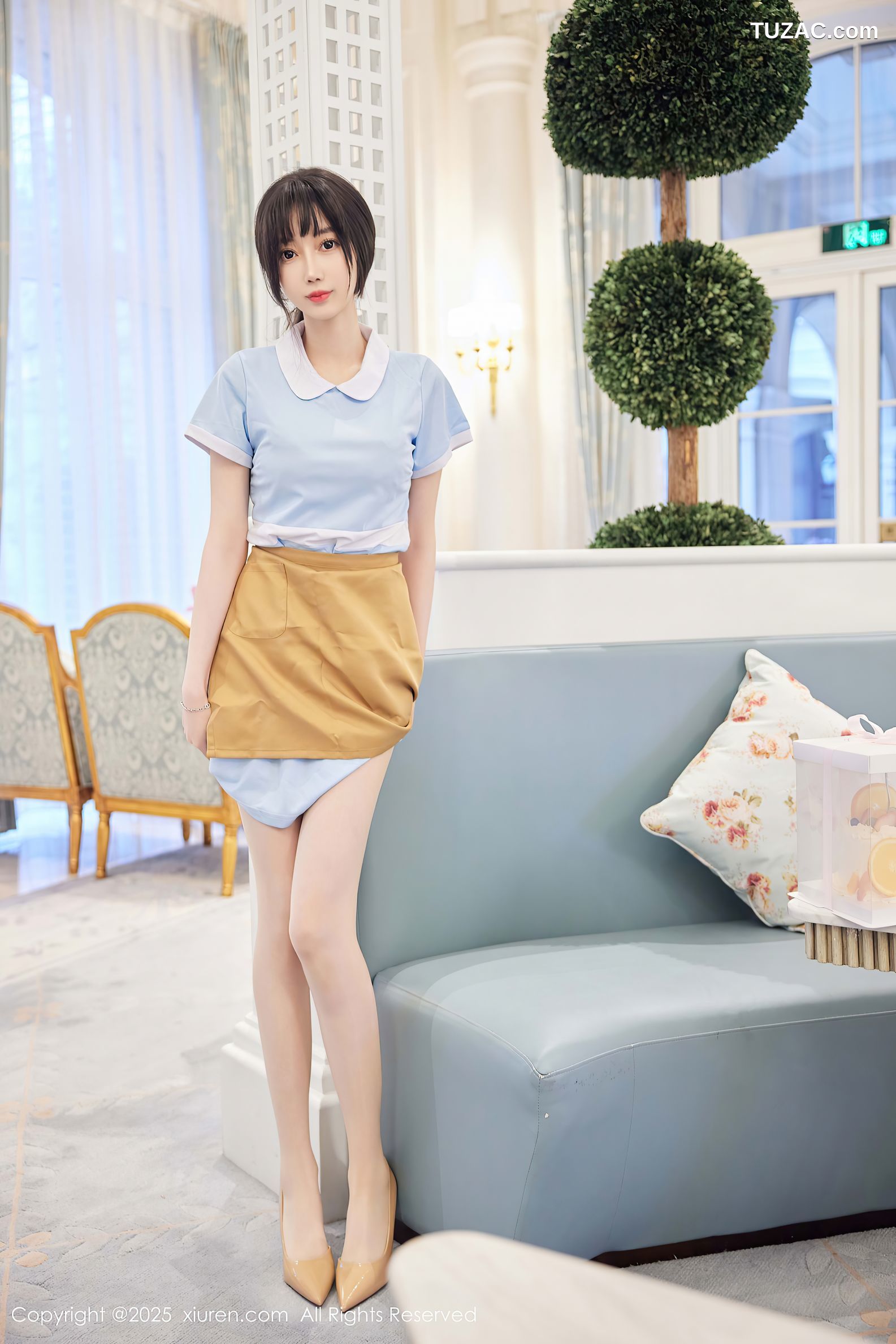 XiuRen秀人网-9864-玥儿玥er-浅蓝短裙人妻-土黄色短裙生日主题爆乳-2025.02.10