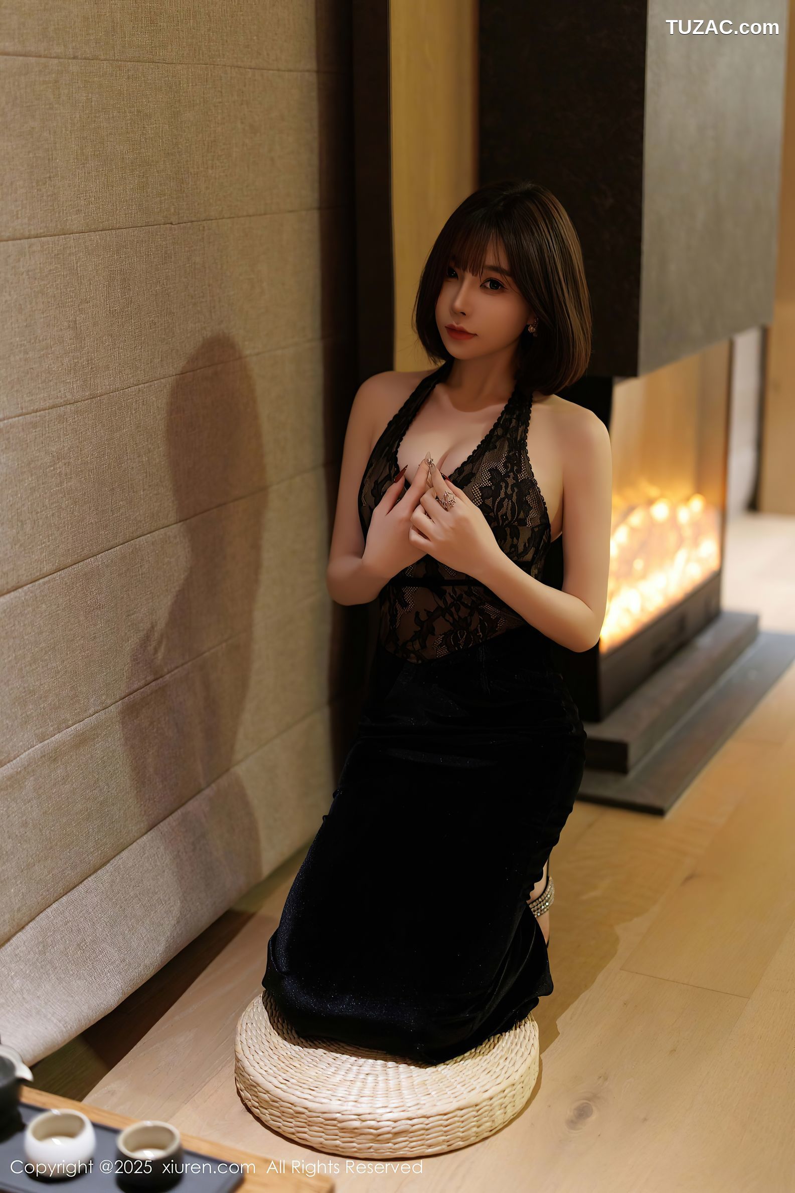 XiuRen秀人网-9880-徐莉芝Booty-短发黑蕾丝裙蓝色蕾丝内衣-2025.02.13