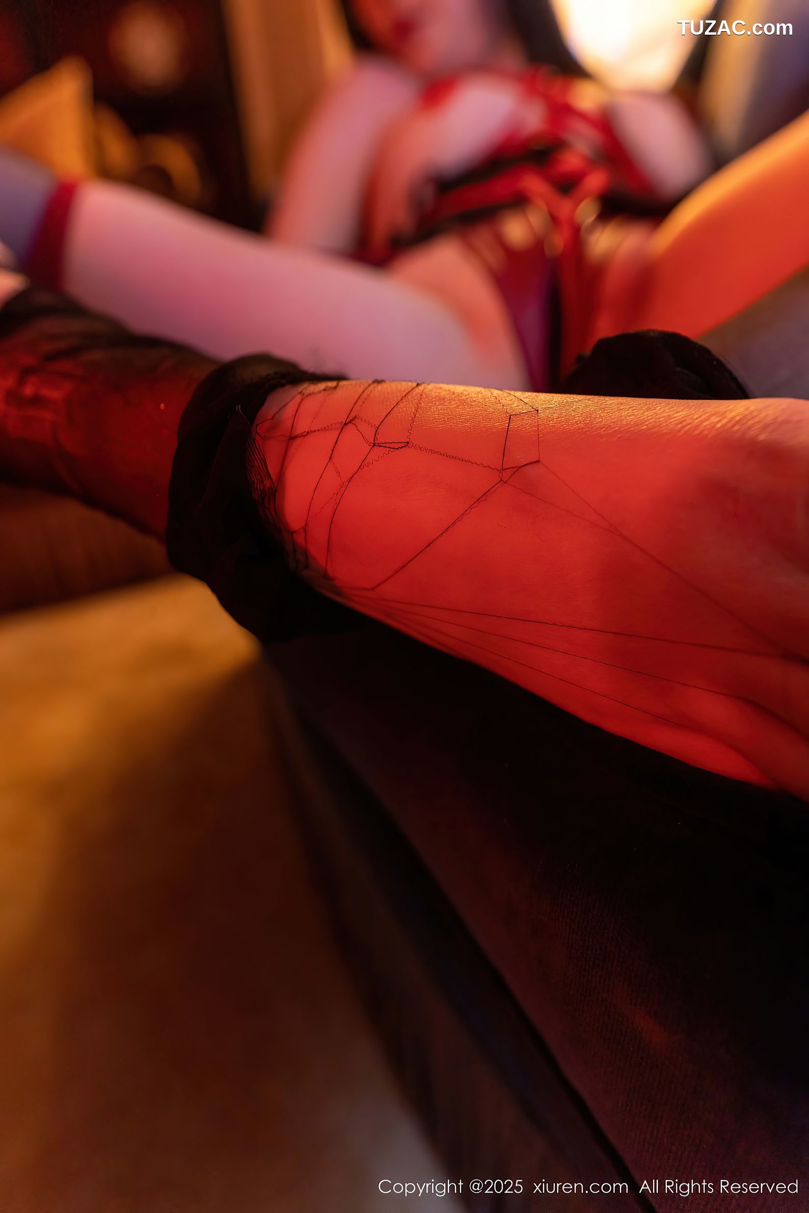 XiuRen秀人网-9891-软情-酒红吊带短裙豪车宾馆捆绑爆乳-2025.02.17