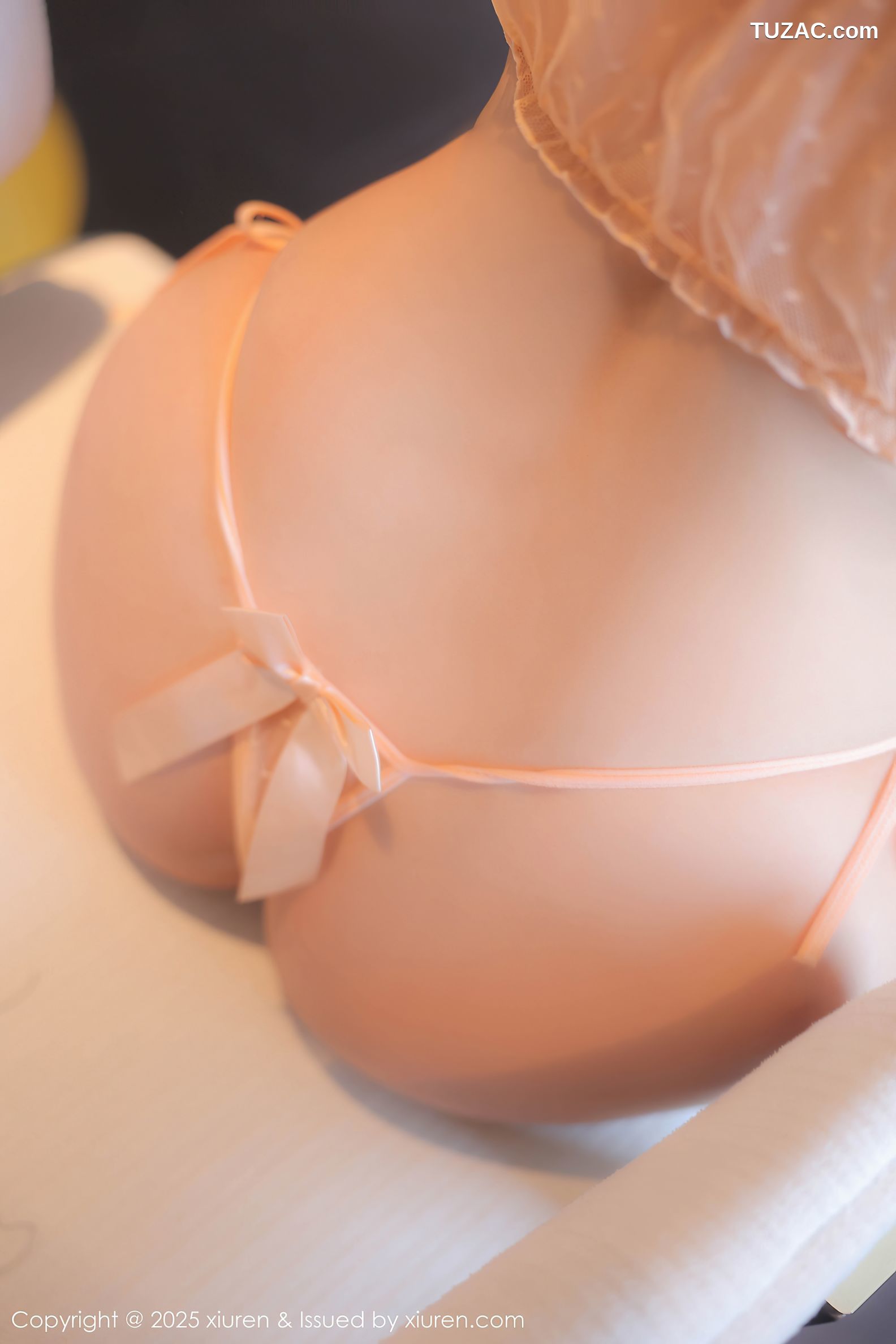 XiuRen秀人网-9895-蛋蛋宝-轻透桔色薄纱情趣内衣黑丝爆乳-2025.02.17