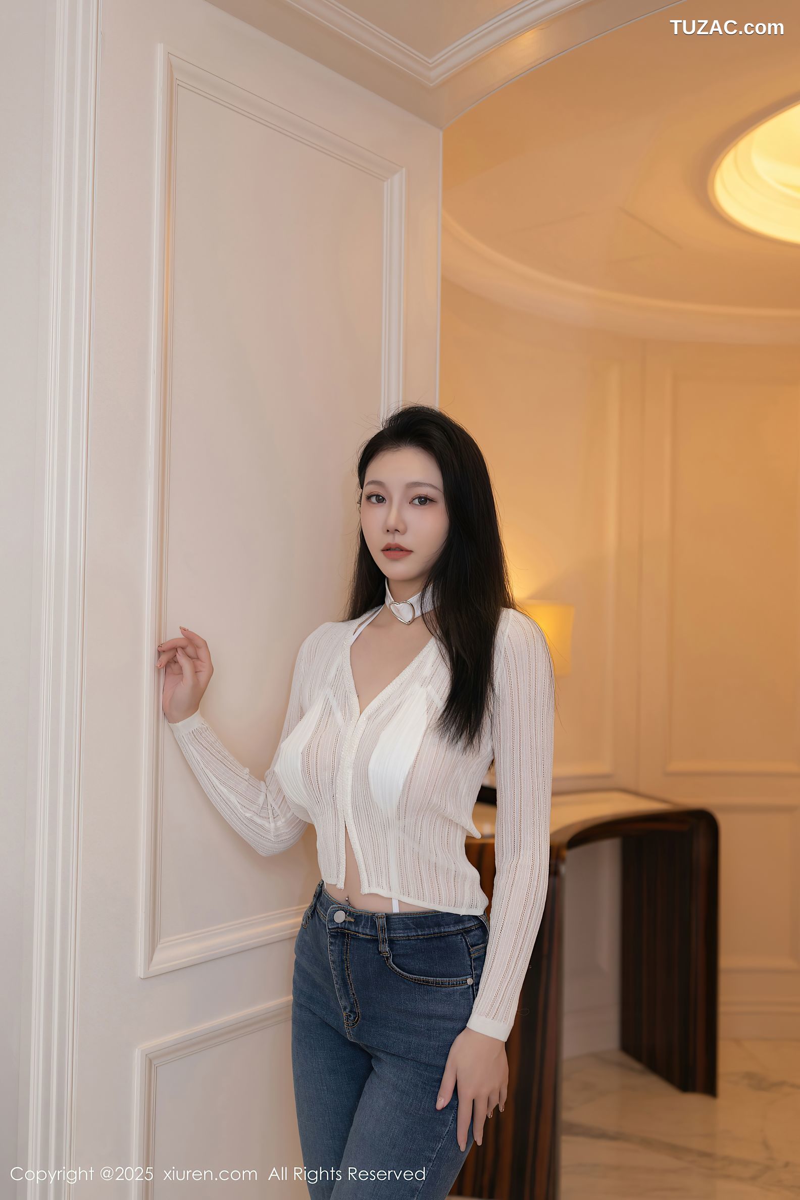 XiuRen秀人网-9900-安然anran-白衫牛仔裤白色内衣白丝美腿-2025.02.18