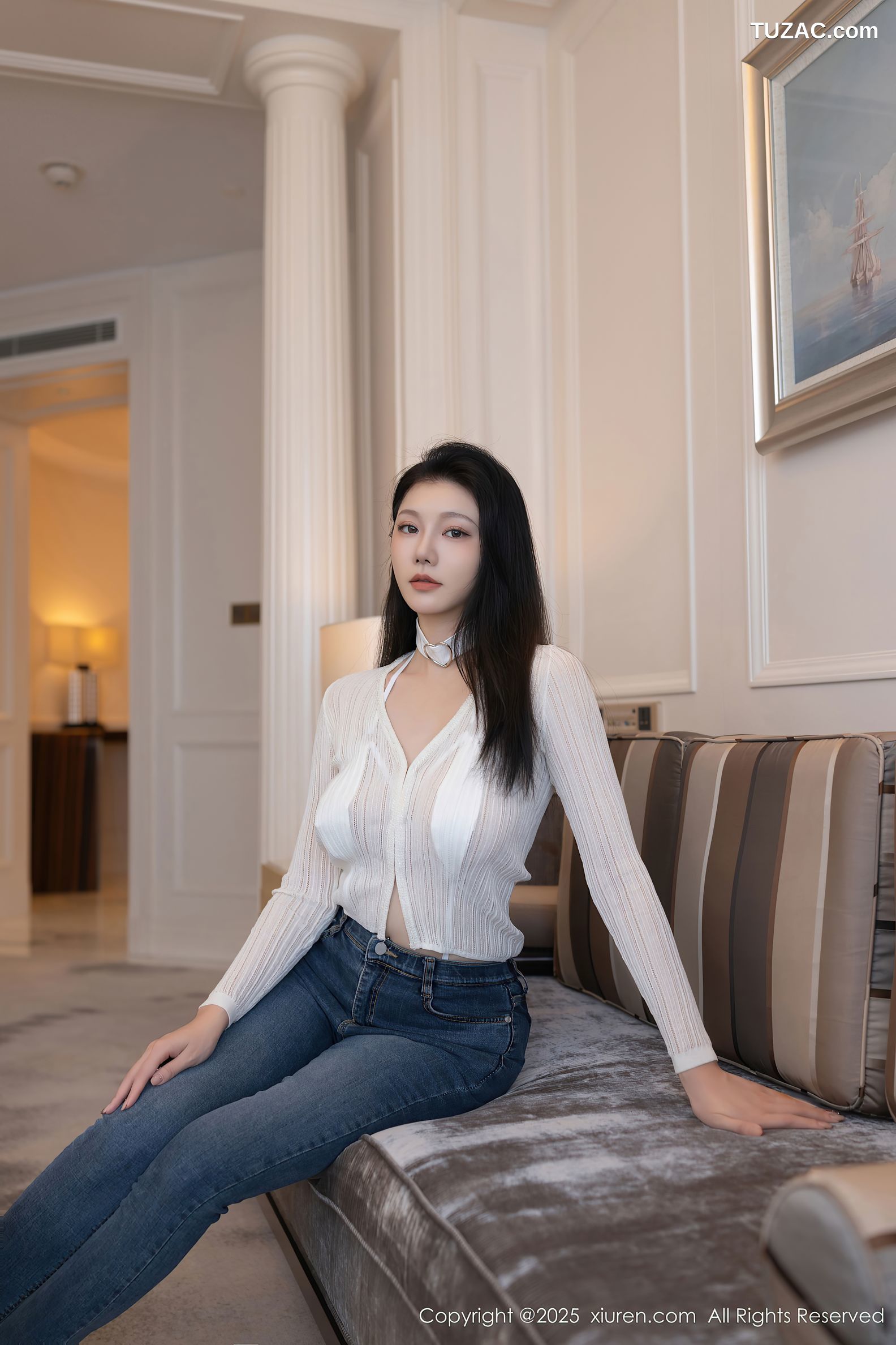 XiuRen秀人网-9900-安然anran-白衫牛仔裤白色内衣白丝美腿-2025.02.18