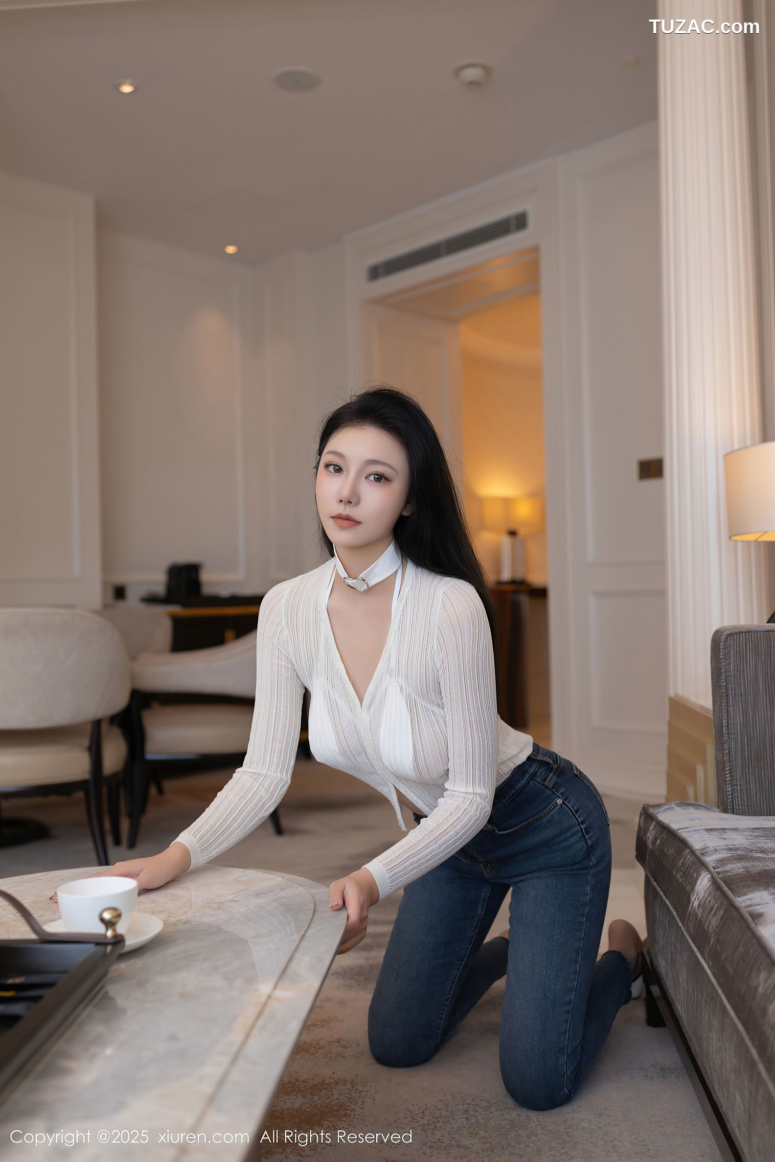 XiuRen秀人网-9900-安然anran-白衫牛仔裤白色内衣白丝美腿-2025.02.18