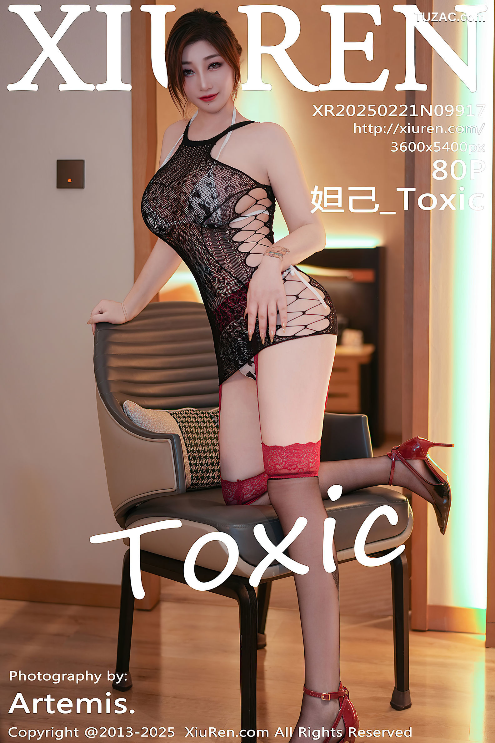 XiuRen秀人网-9917-妲己_Toxic-黑蕾丝红色吊带袜爆乳-2025.02.21