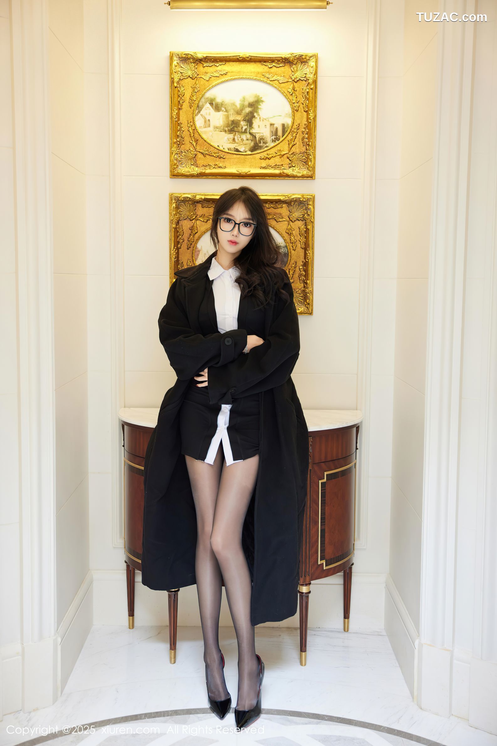 XiuRen秀人网-9926-玥儿玥er-眼镜OL黑色外套黑衬衫黑丝-2025.02.24