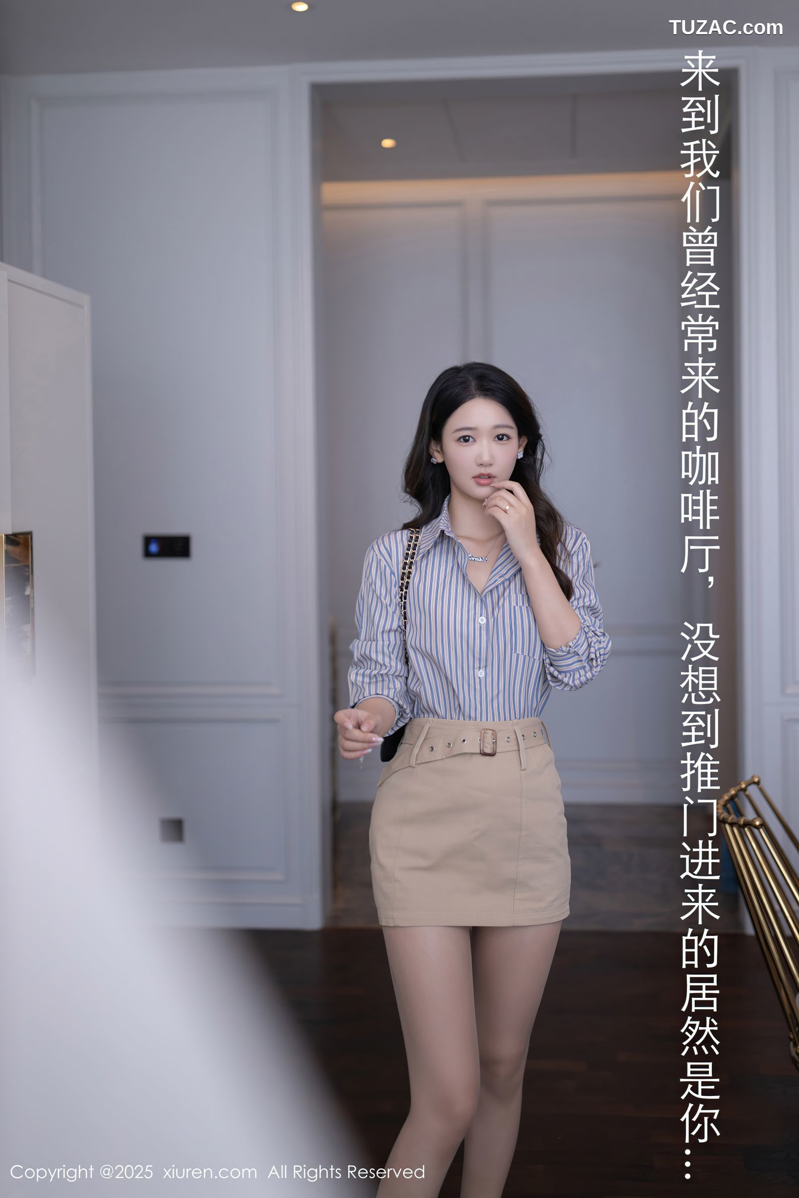 XiuRen秀人网-9928-唐安琪-前任偶遇剧情-蓝条纹衬衫短裙玉足美女-2025.02.24