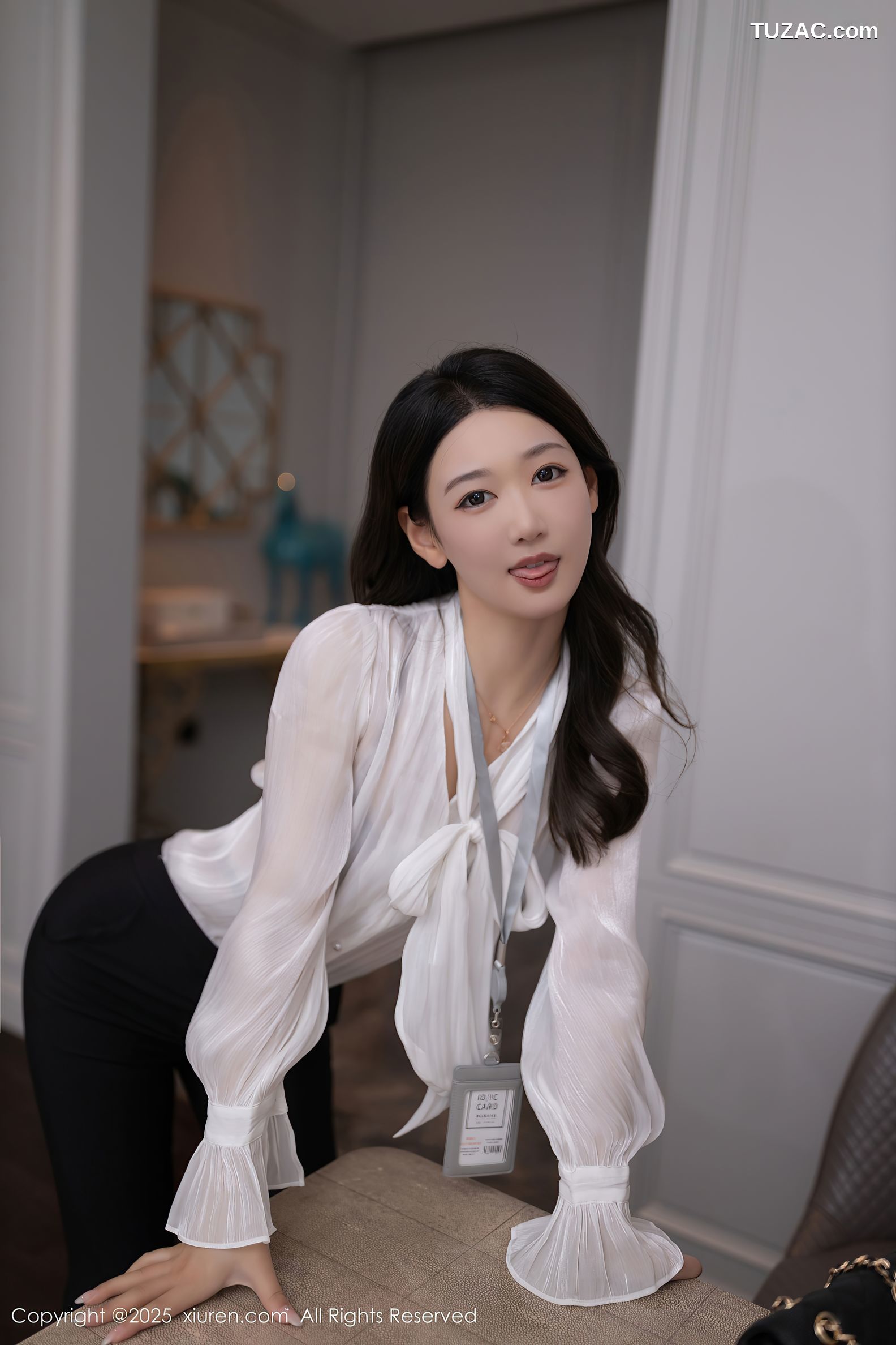 XiuRen秀人网-9960-唐安琪-白衫黑长裤深蓝内衣黑丝-2025.03.03