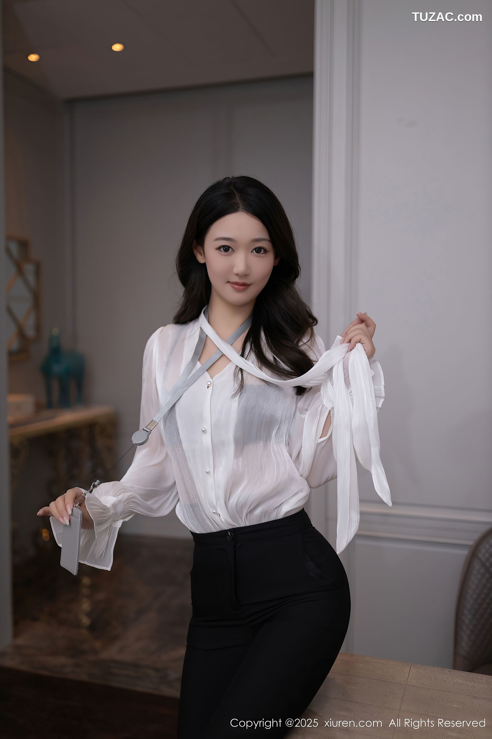 XiuRen秀人网-9960-唐安琪-白衫黑长裤深蓝内衣黑丝-2025.03.03