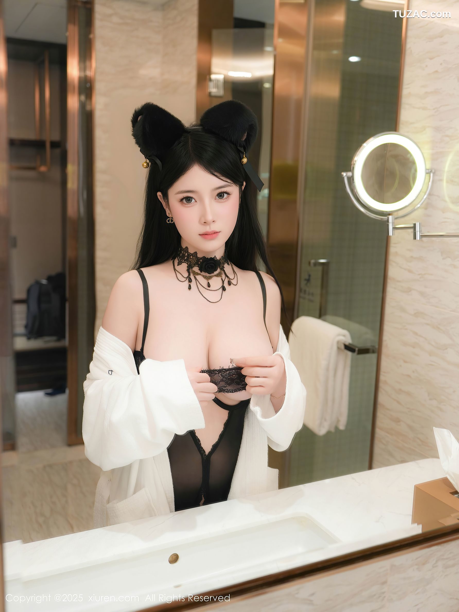 XiuRen秀人网-9961-优酱-白浴袍情趣黑蕾丝内衣爆乳黑丝-2025.03.04