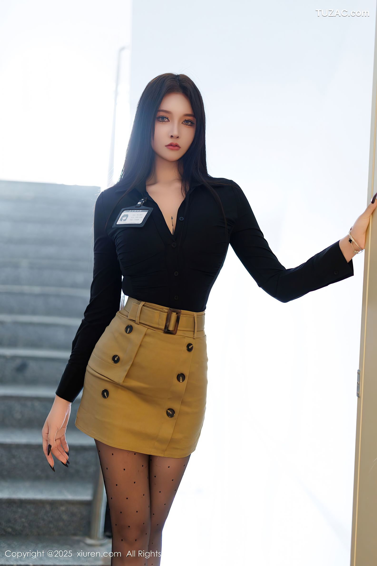 XiuRen秀人网-9969-娜比-OL黑衬衫棕色短裙黑色内衣黑丝气质美女-2025.03.05