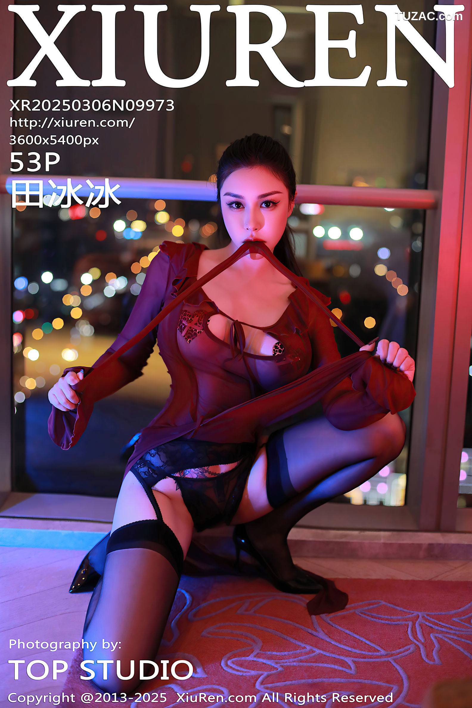 XiuRen秀人网-9973-田冰冰-轻透红纱黑丝爆乳御姐-2025.03.06