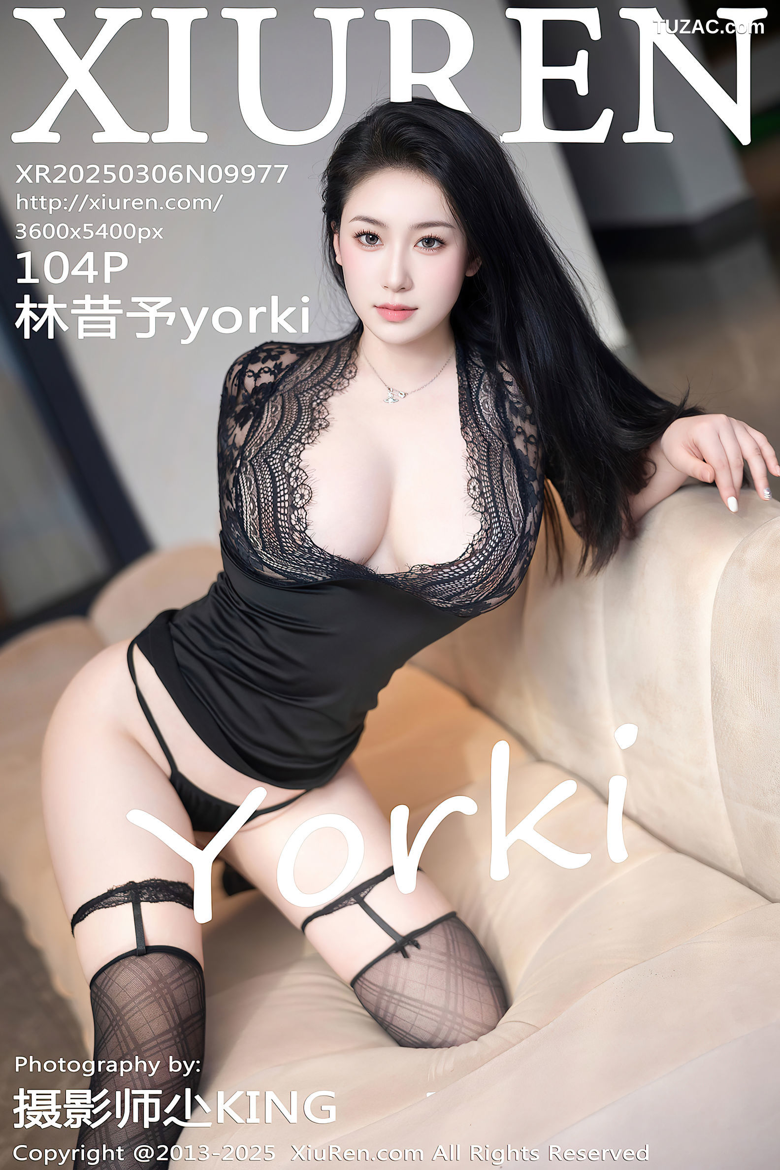 XiuRen秀人网-9977-林昔予yorki-黑蕾丝黑色丁字裤翘臀爆乳-2025.03.06