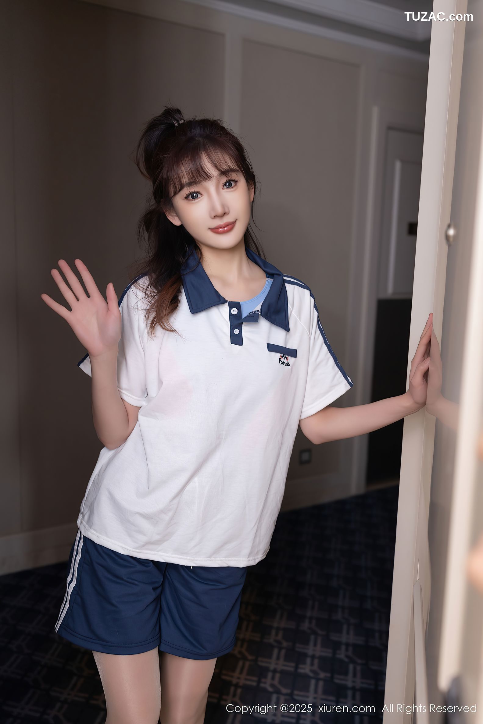 XiuRen秀人网-9979-陆萱萱-女生运动白T蓝短裤浴室比基尼-2025.03.06