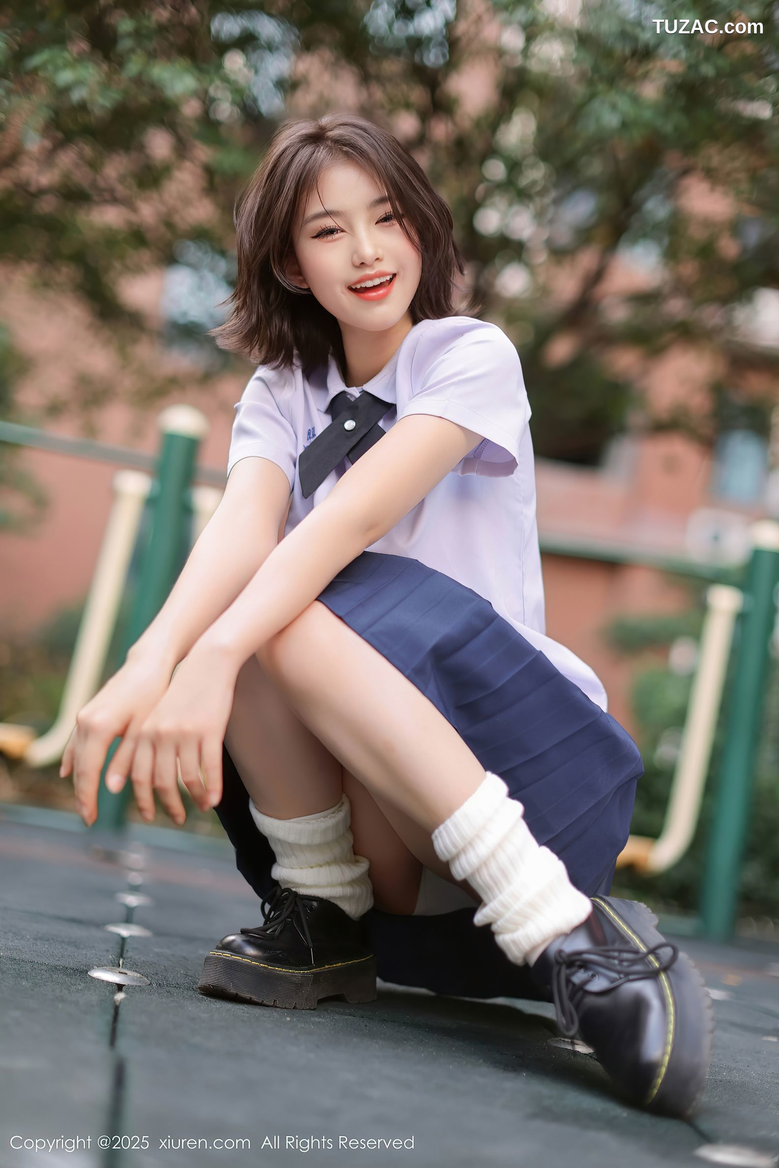 XiuRen秀人网-9985-小橘子orange-清纯女生白衬衫深蓝短裙淡蓝内衣爆乳诱惑-2025.03.07